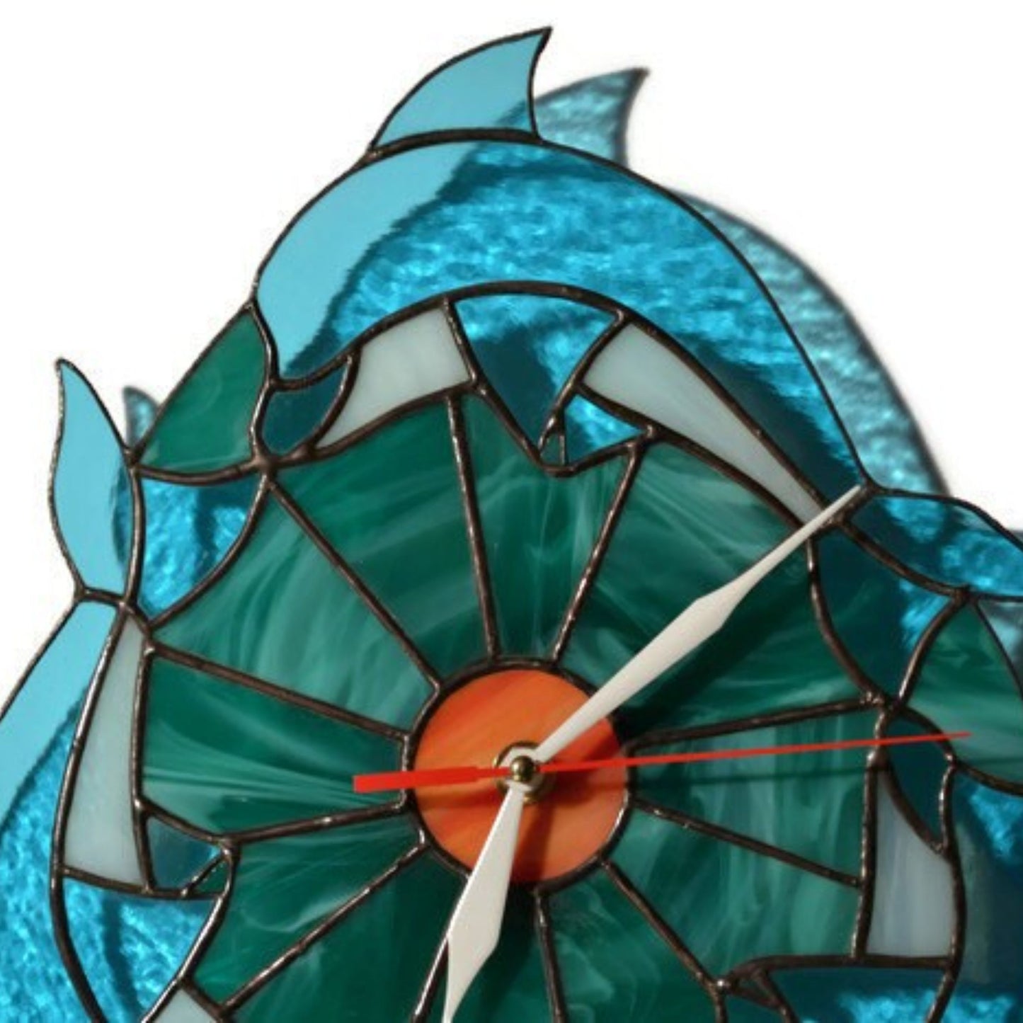 Stained Glass Dolphins Wall Clock 10 Inch