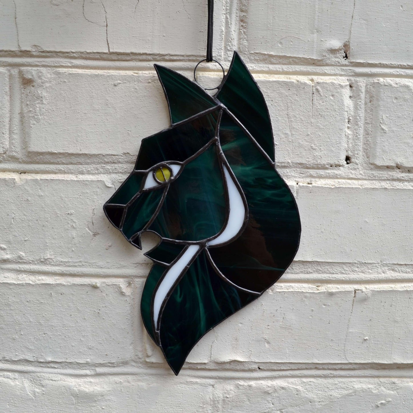 Scary Gothic Witchy Cat Stained Glass Suncatcher