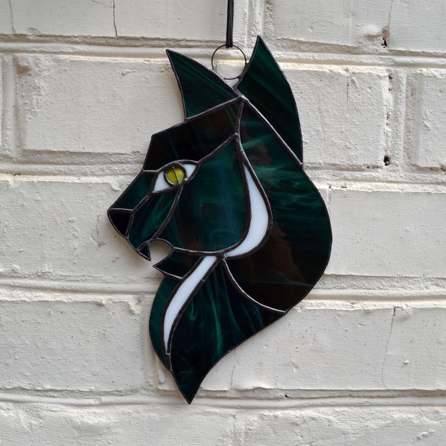 Scary Gothic Witchy Cat Stained Glass Suncatcher