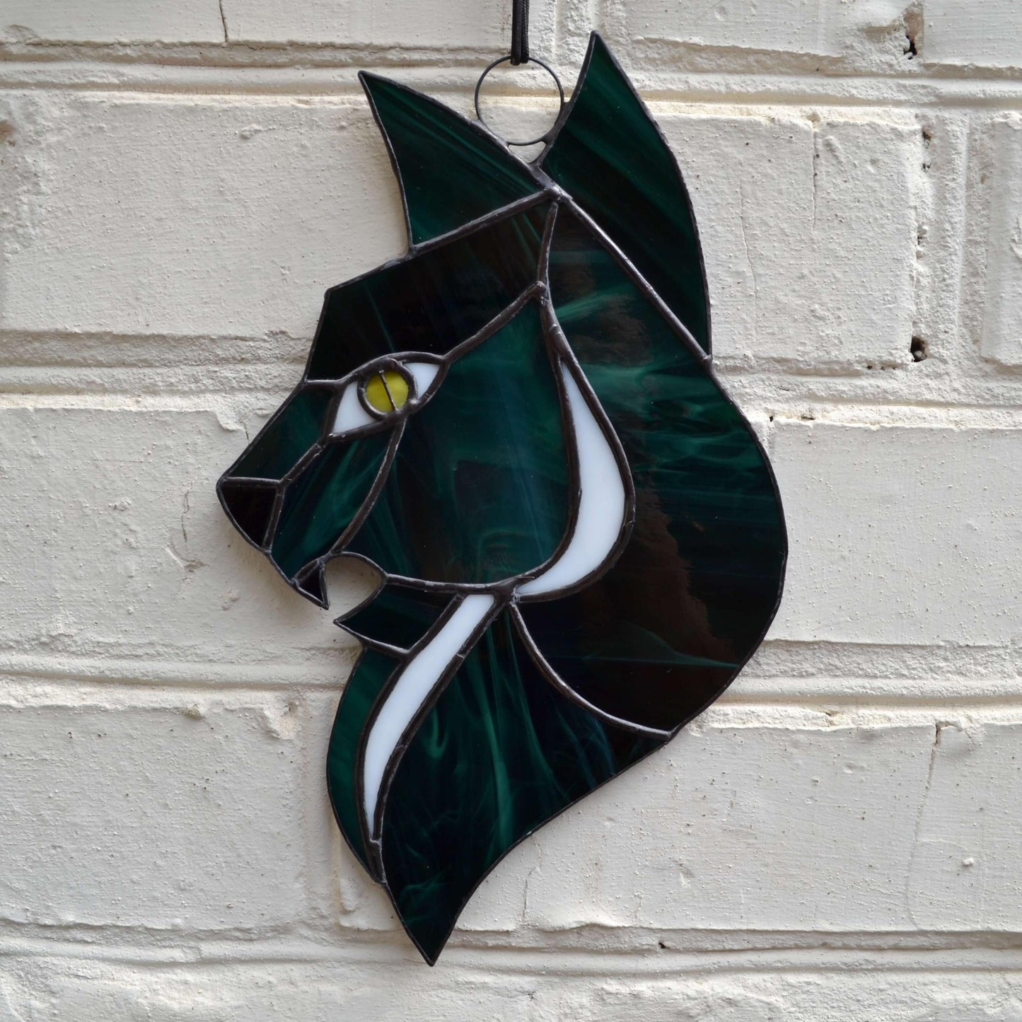 Scary Gothic Witchy Cat Stained Glass Suncatcher