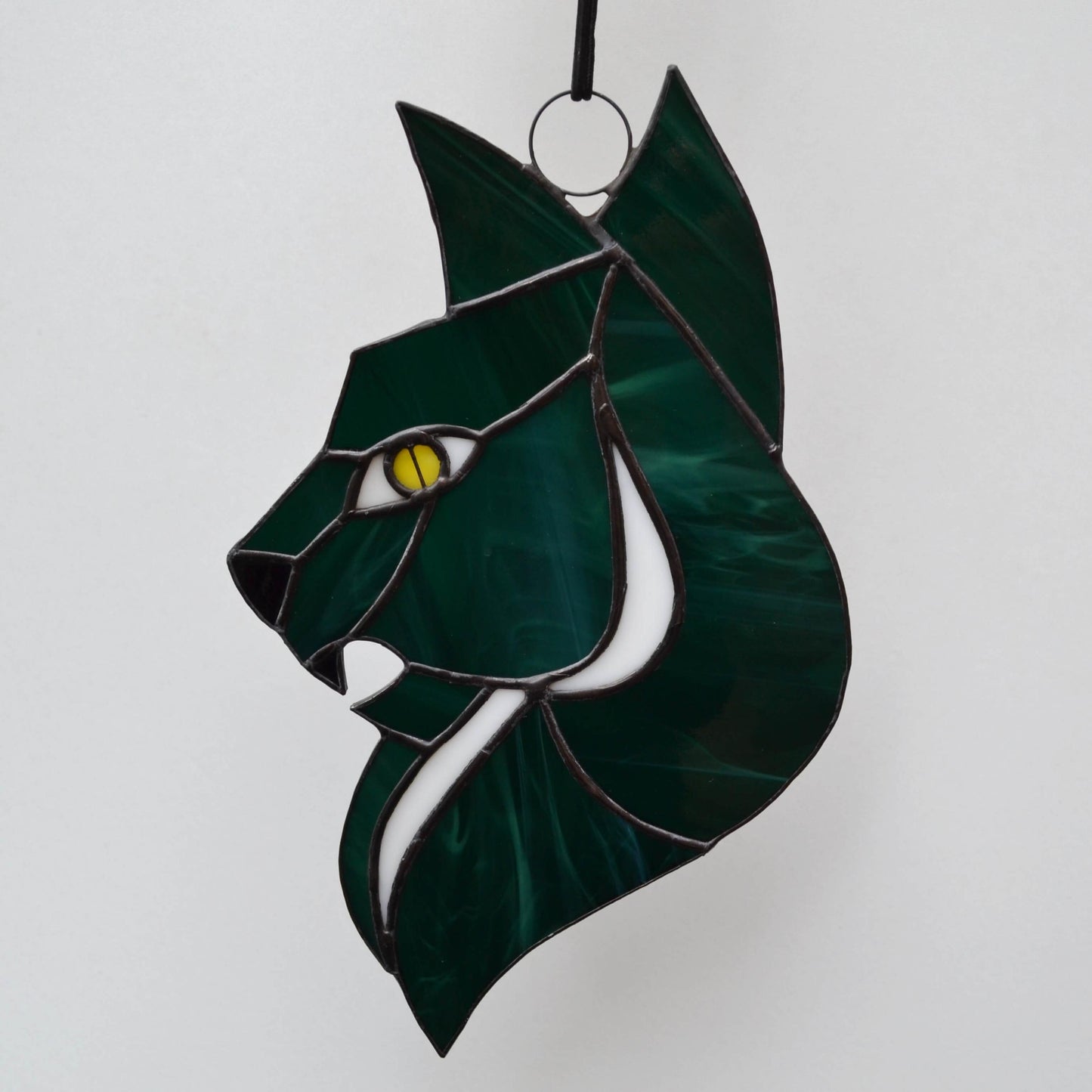 Scary Gothic Witchy Cat Stained Glass Suncatcher