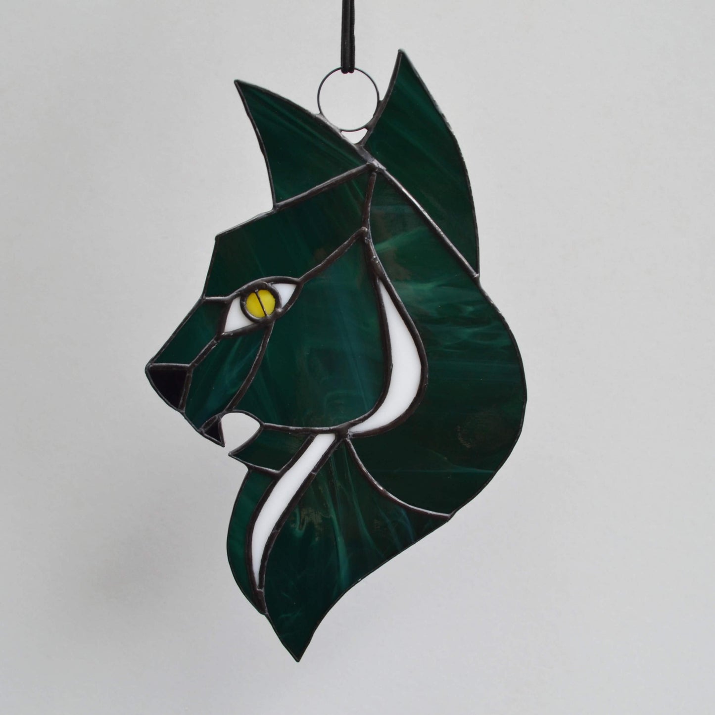 Scary Gothic Witchy Cat Stained Glass Suncatcher