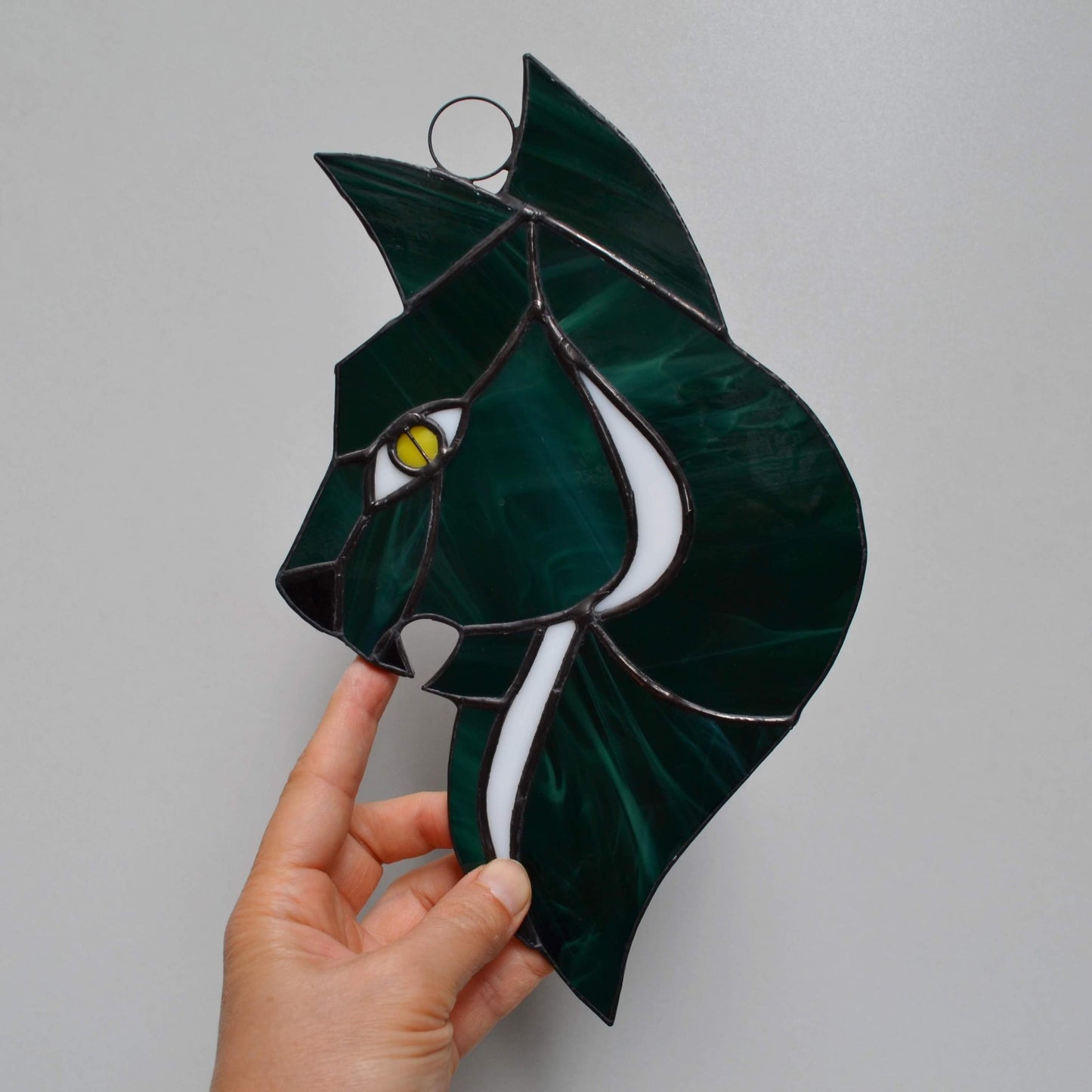 Scary Gothic Witchy Cat Stained Glass Suncatcher