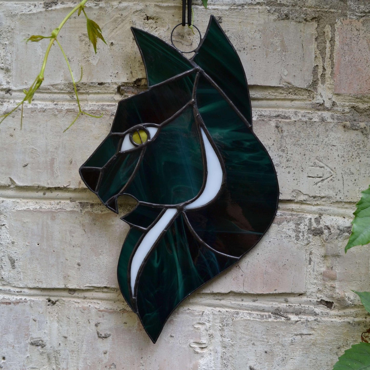 Scary Gothic Witchy Cat Stained Glass Suncatcher