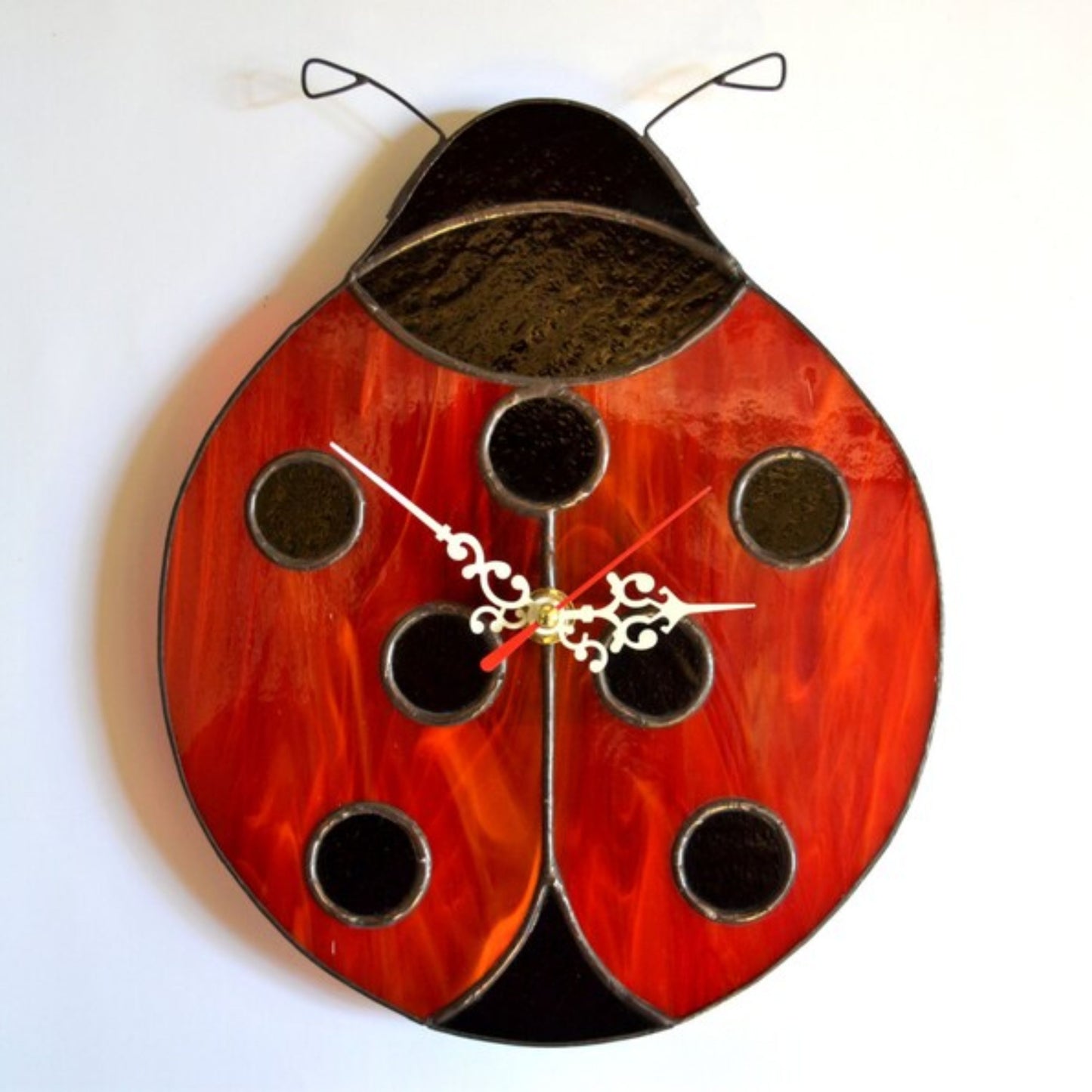 Stained Glass Ladybug Wall Clock 10 Inch