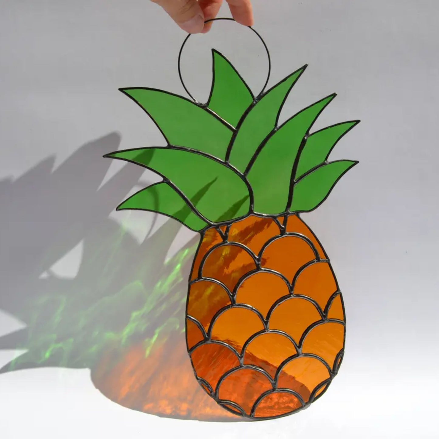 Tropical Pineapple Stained Glass Suncatcher