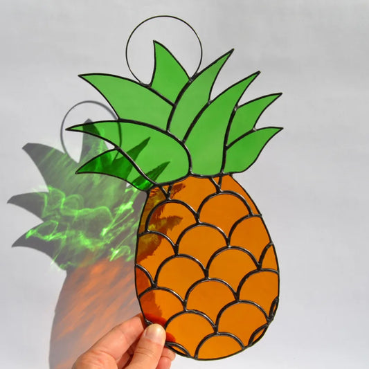 Tropical Pineapple Stained Glass Suncatcher