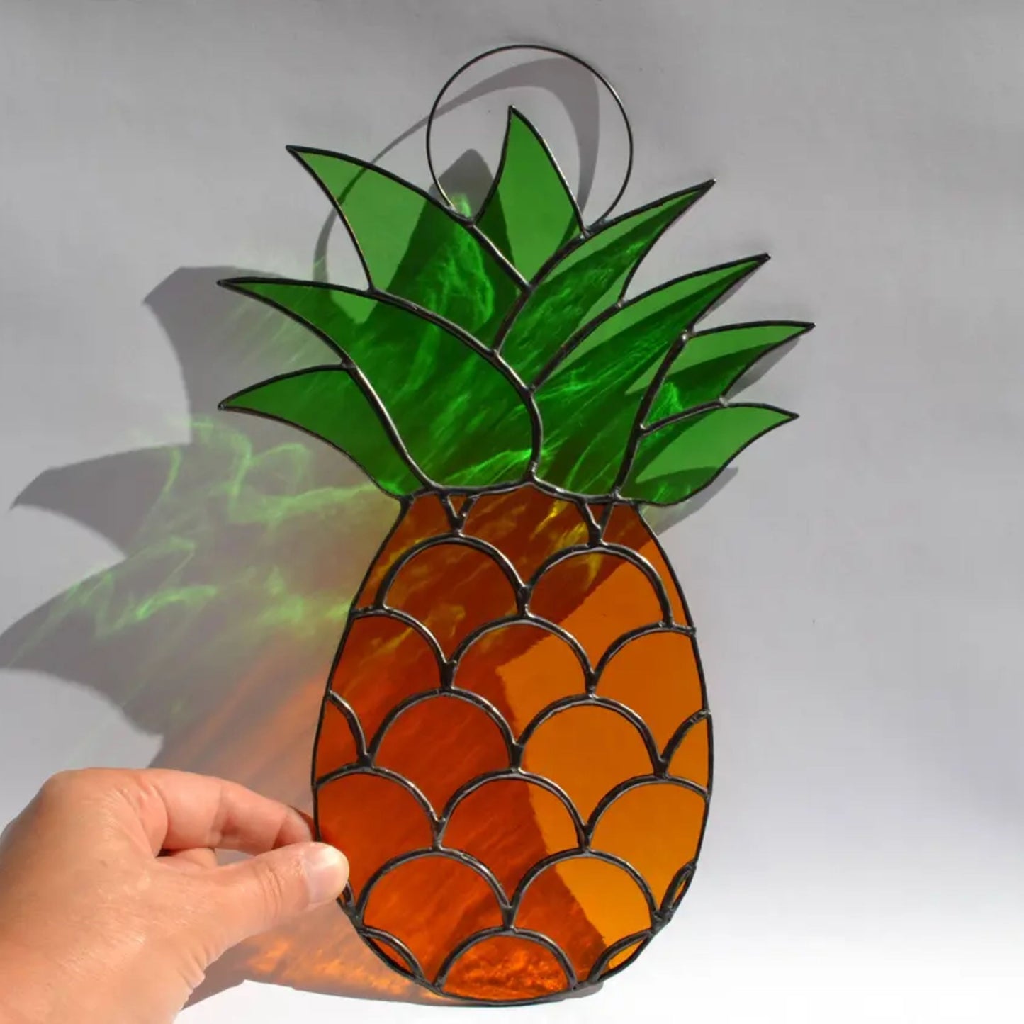 Tropical Pineapple Stained Glass Suncatcher