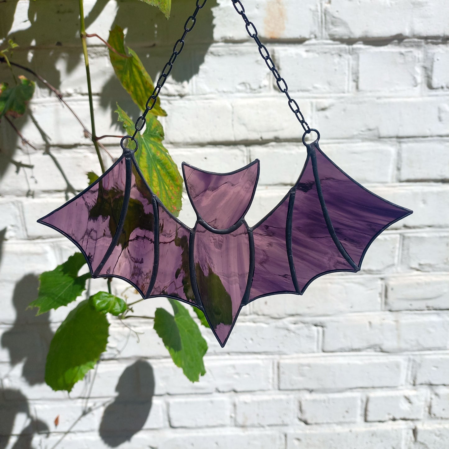 Stained Glass Bat Suncatcher Dark Purple