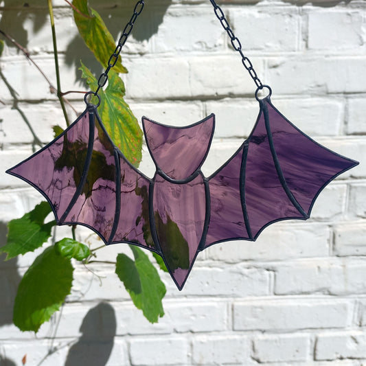 Stained Glass Bat Suncatcher Dark Purple