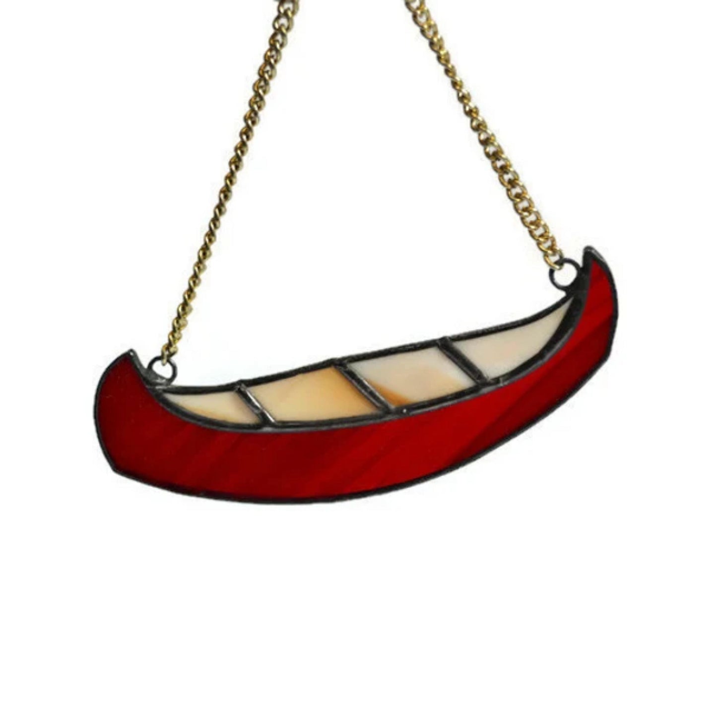 Red Canoe Stained Glass Suncatcher