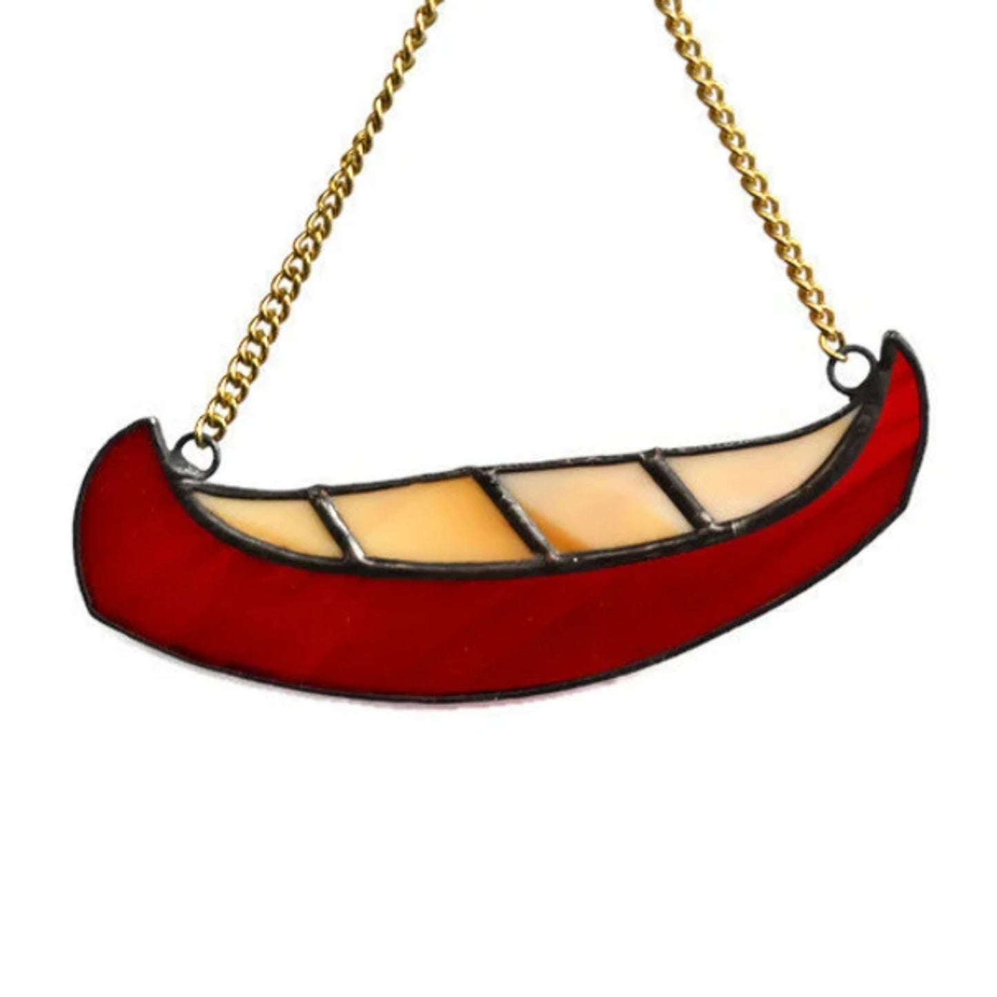 Red Canoe Stained Glass Suncatcher