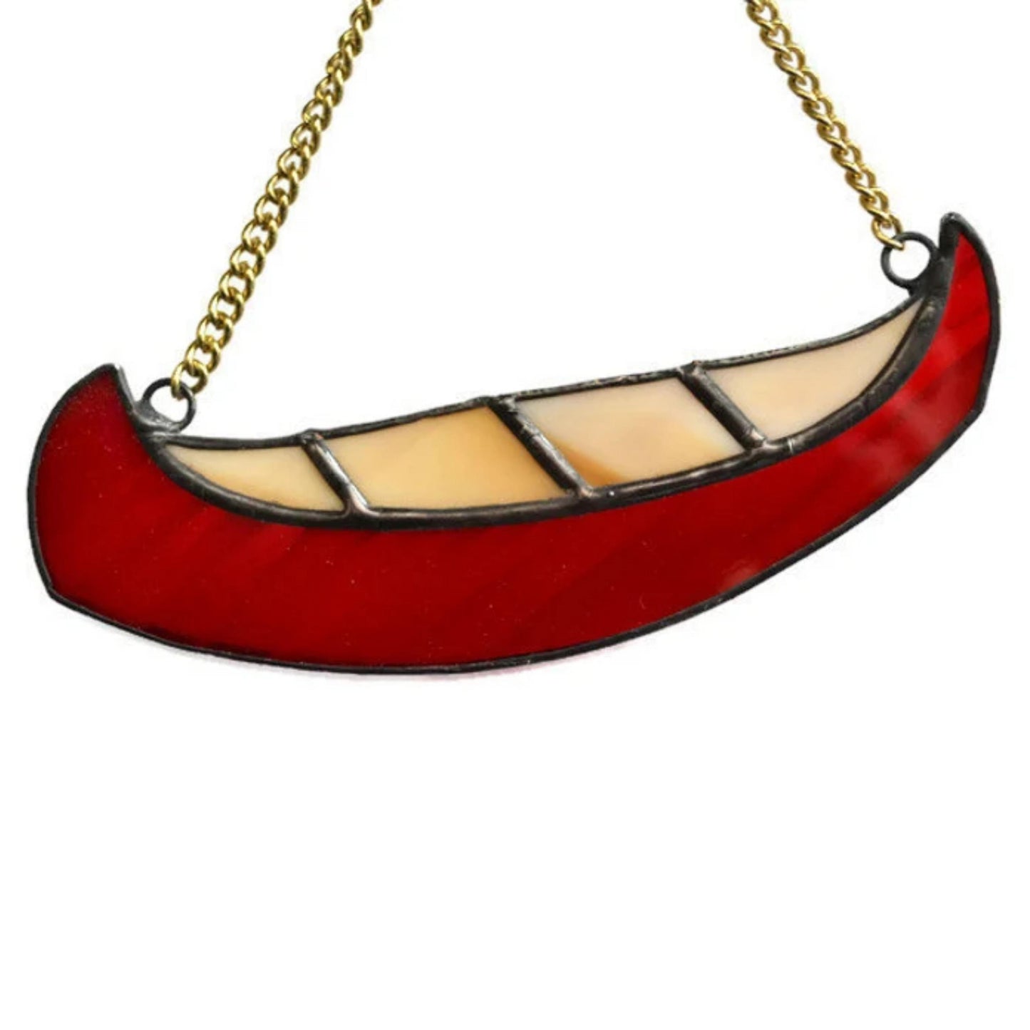 Red Canoe Stained Glass Suncatcher