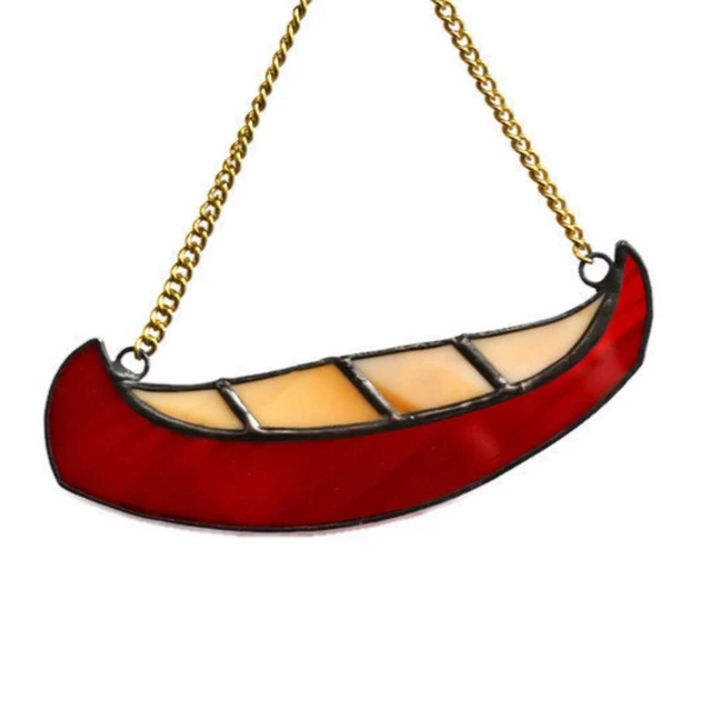 Red Canoe Stained Glass Suncatcher