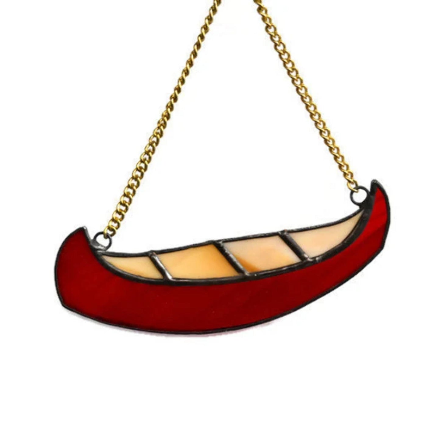 Red Canoe Stained Glass Suncatcher