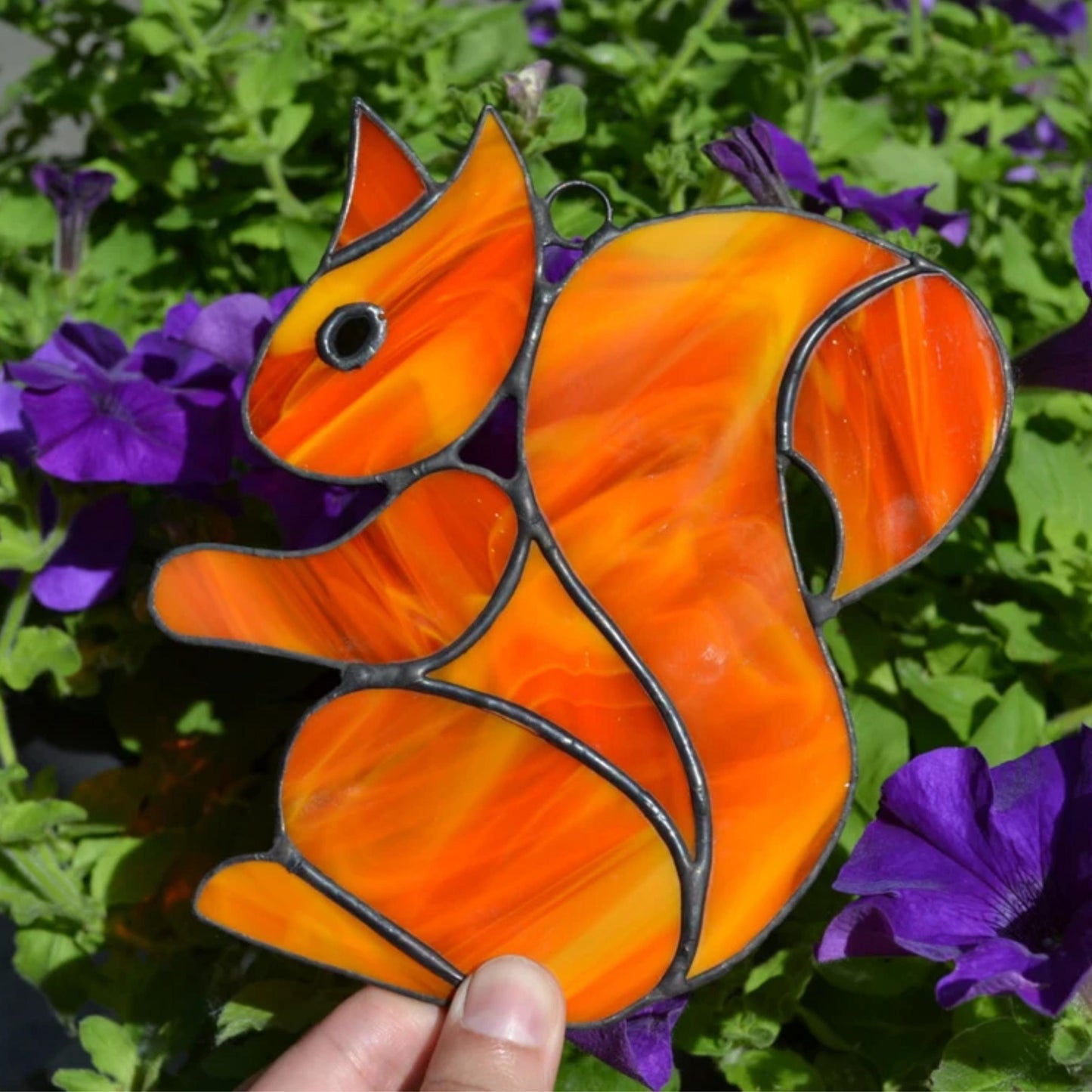 Red Squirrel Stained Glass Suncatcher