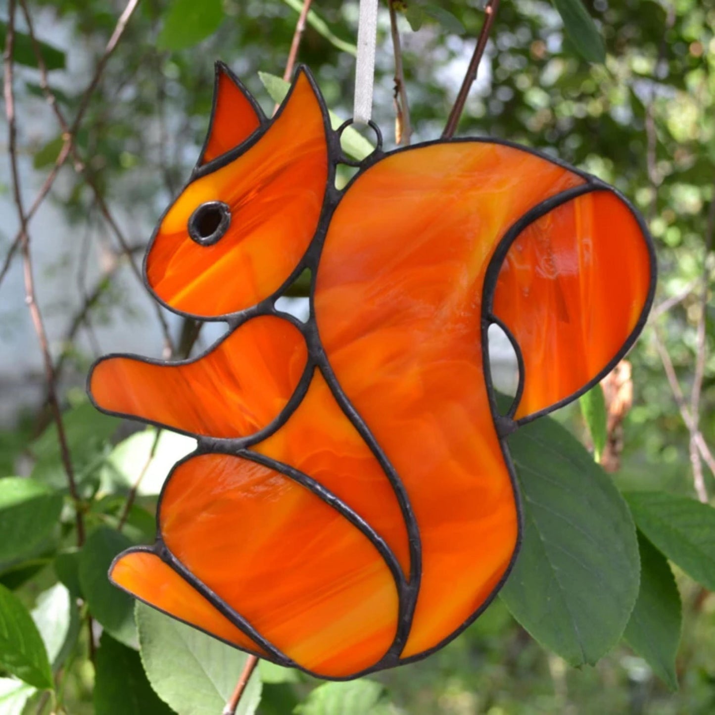 Red Squirrel Stained Glass Suncatcher