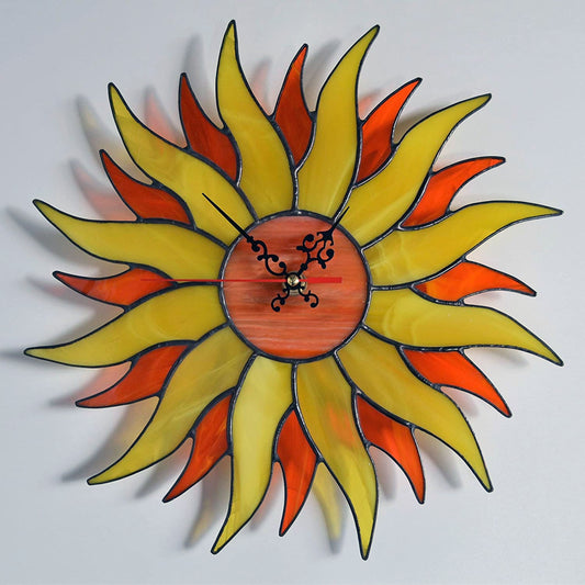 Boho Stained Glass Sun Wall Clock 12 Inch