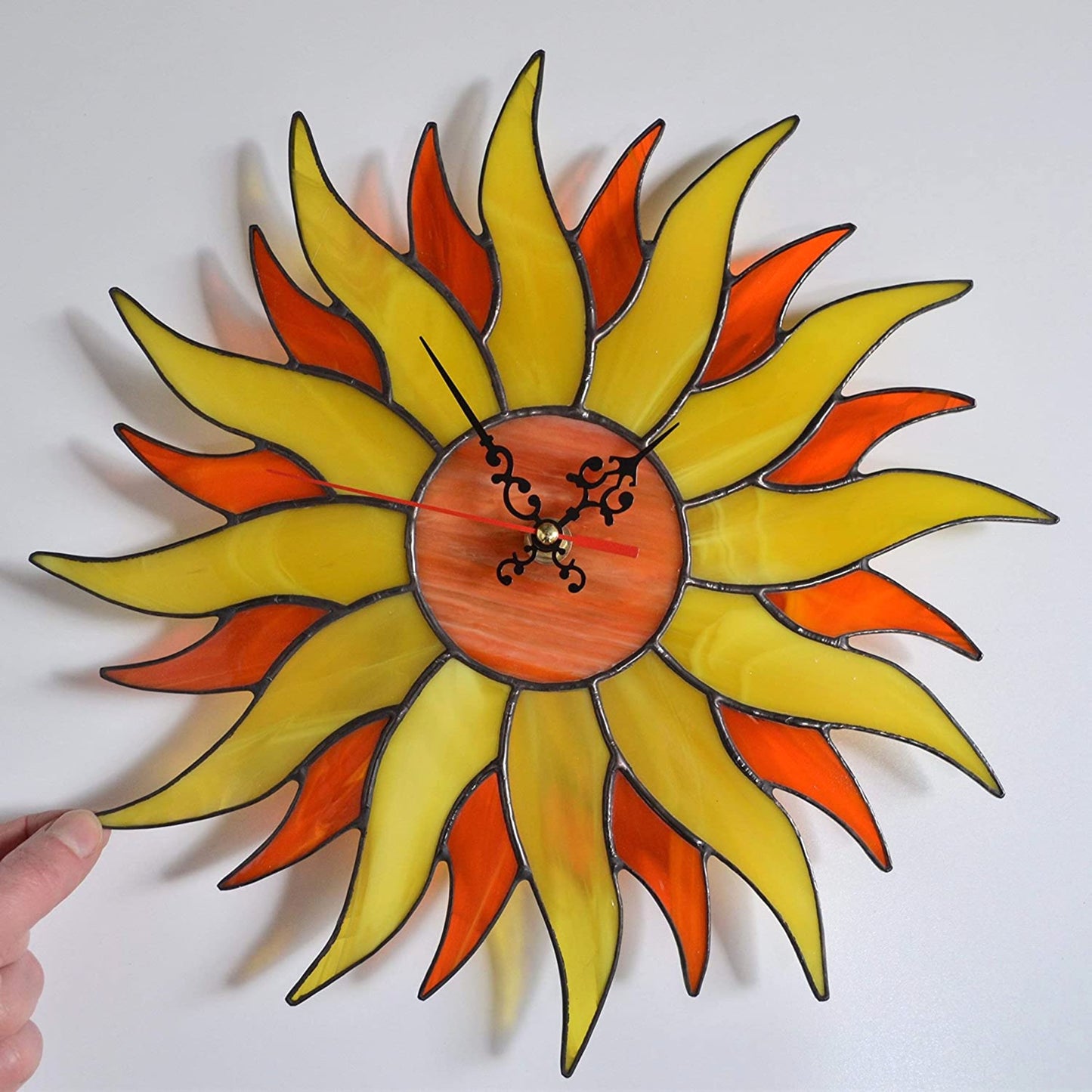 Boho Stained Glass Sun Wall Clock 12 Inch