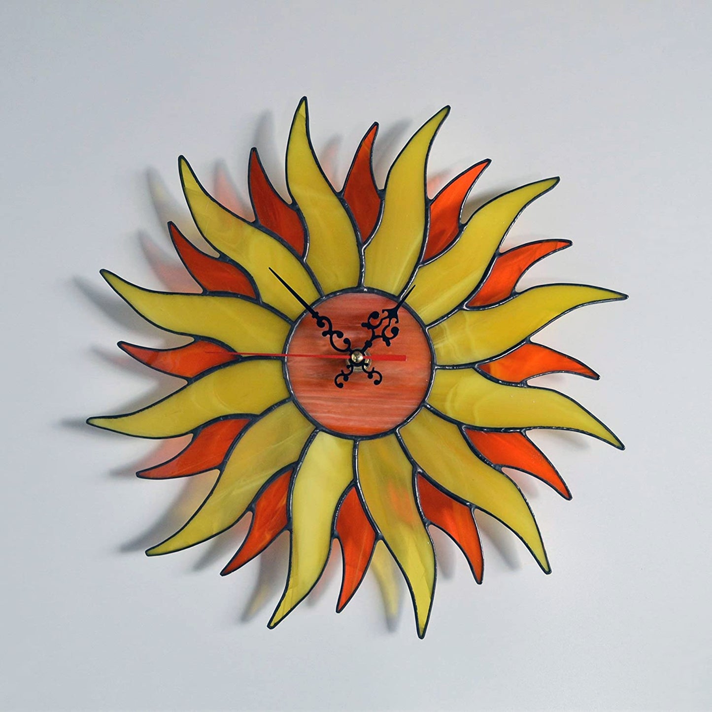 Boho Stained Glass Sun Wall Clock 12 Inch