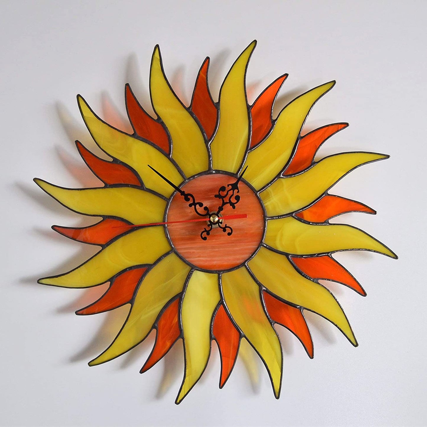 Boho Stained Glass Sun Wall Clock 12 Inch