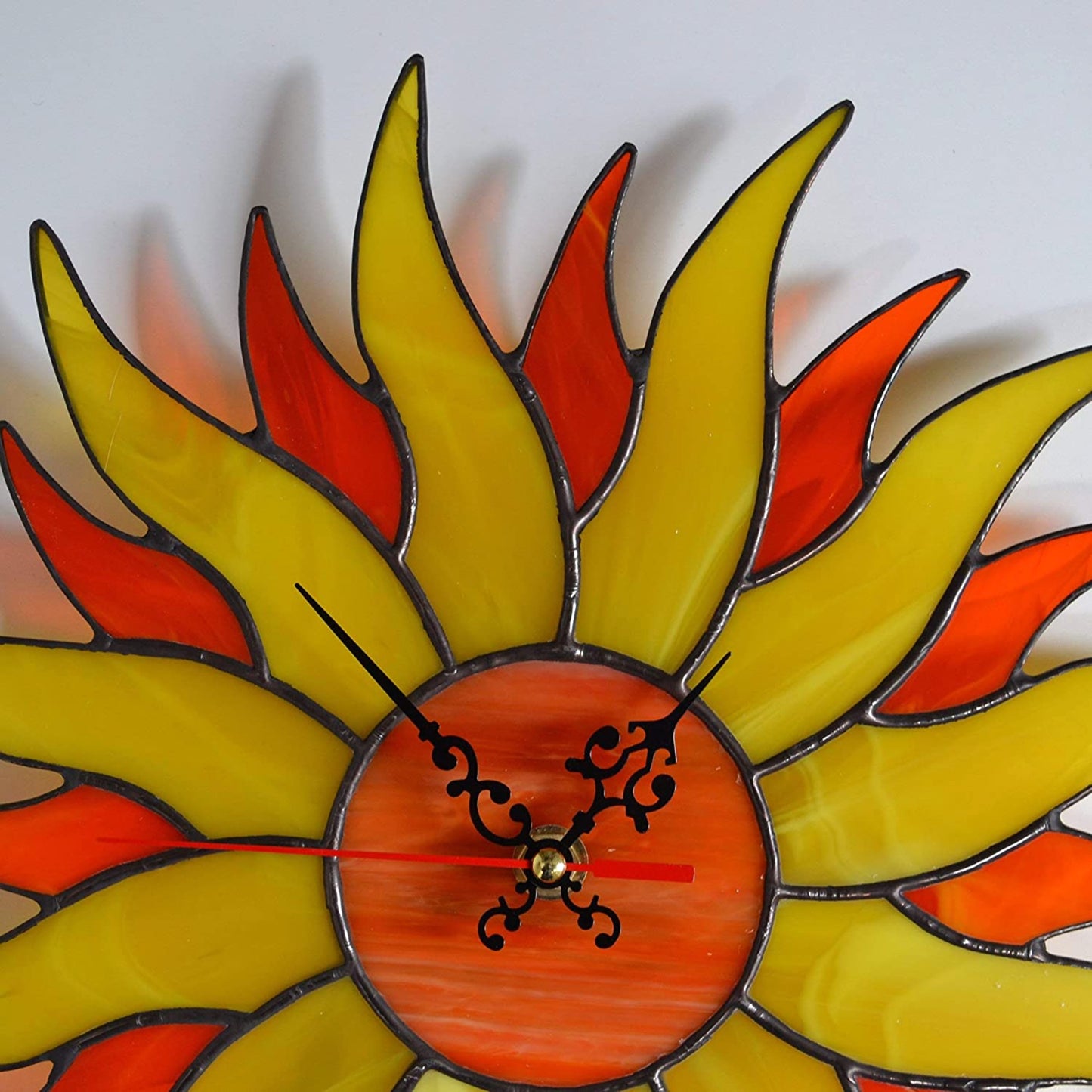 Boho Stained Glass Sun Wall Clock 12 Inch