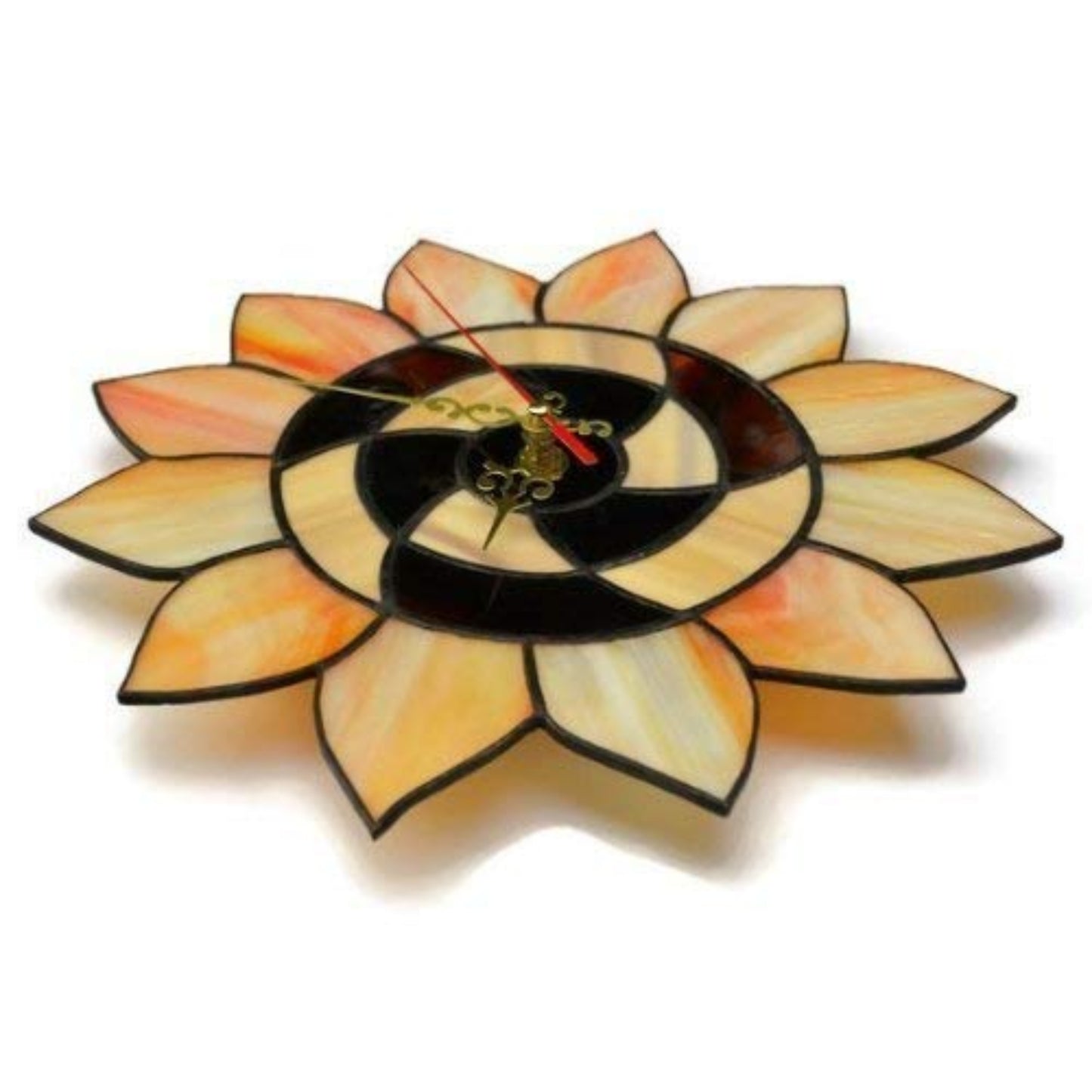 Stained Glass Sunflower Wall Clock 10 Inch