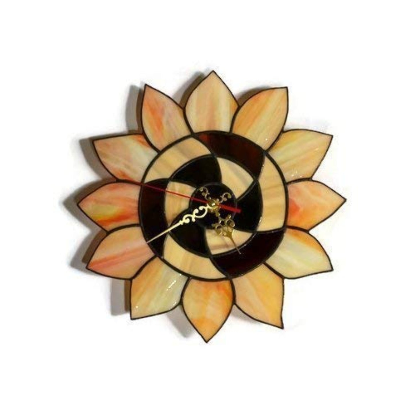 Stained Glass Sunflower Wall Clock 10 Inch