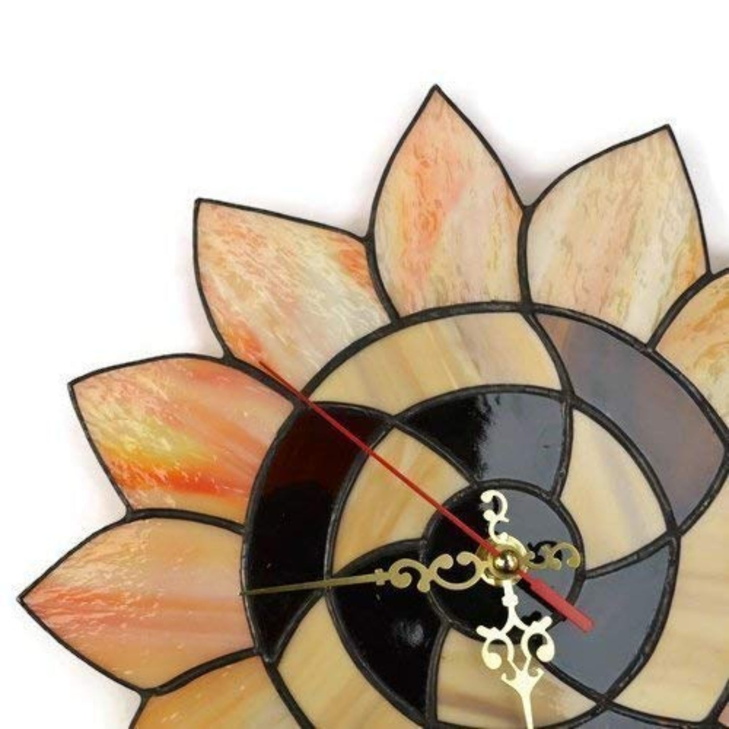 Stained Glass Sunflower Wall Clock 10 Inch