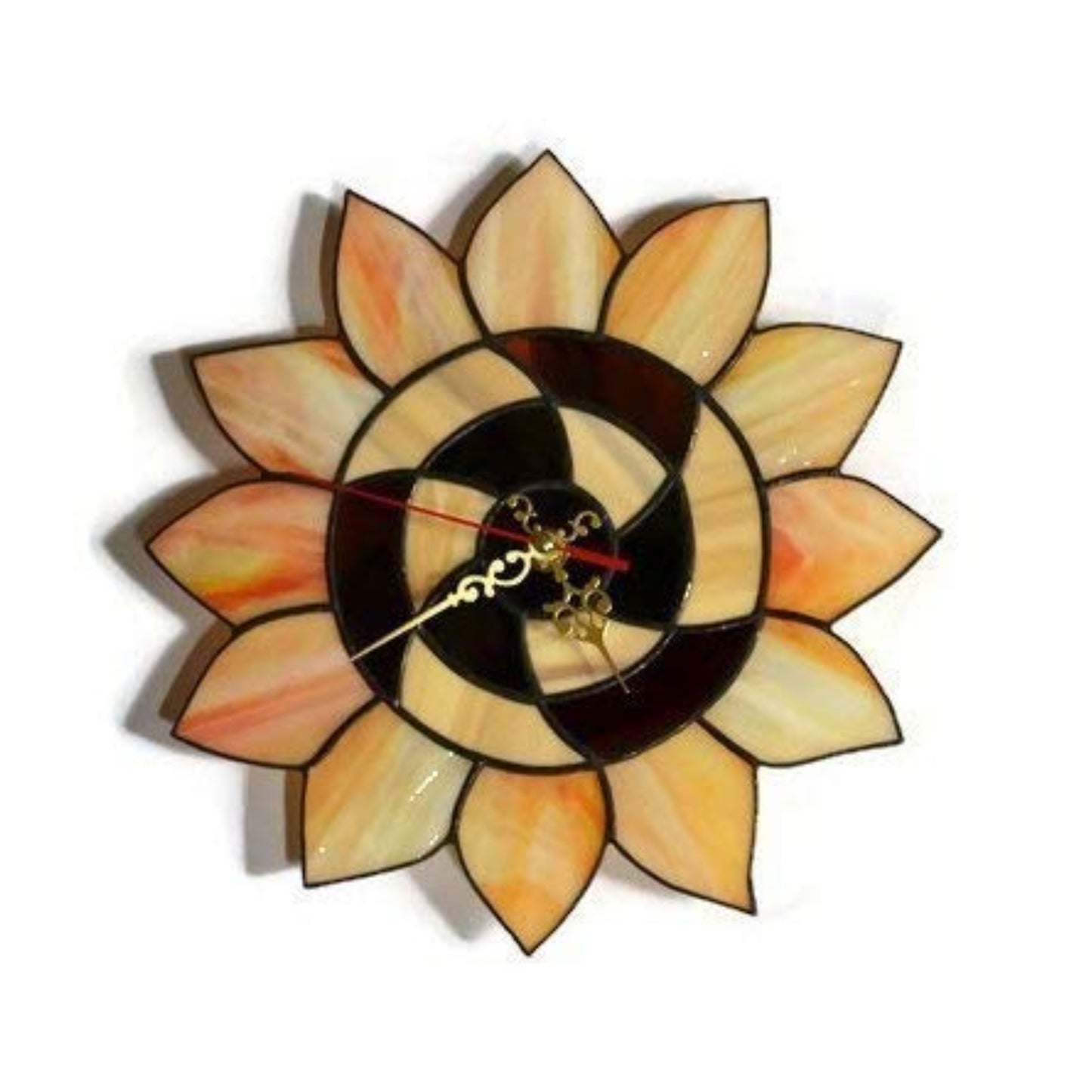 Stained Glass Sunflower Wall Clock 10 Inch