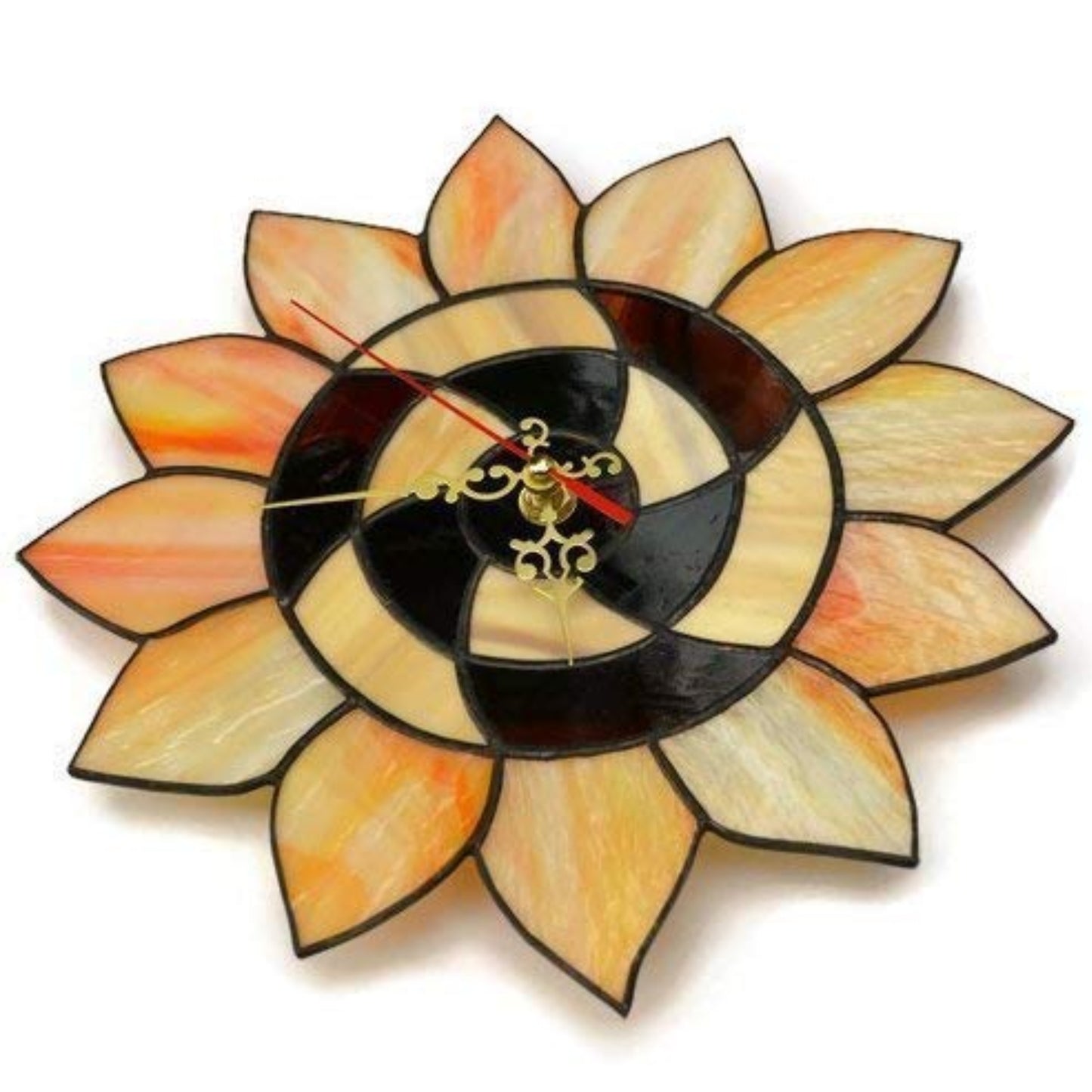 Stained Glass Sunflower Wall Clock 10 Inch