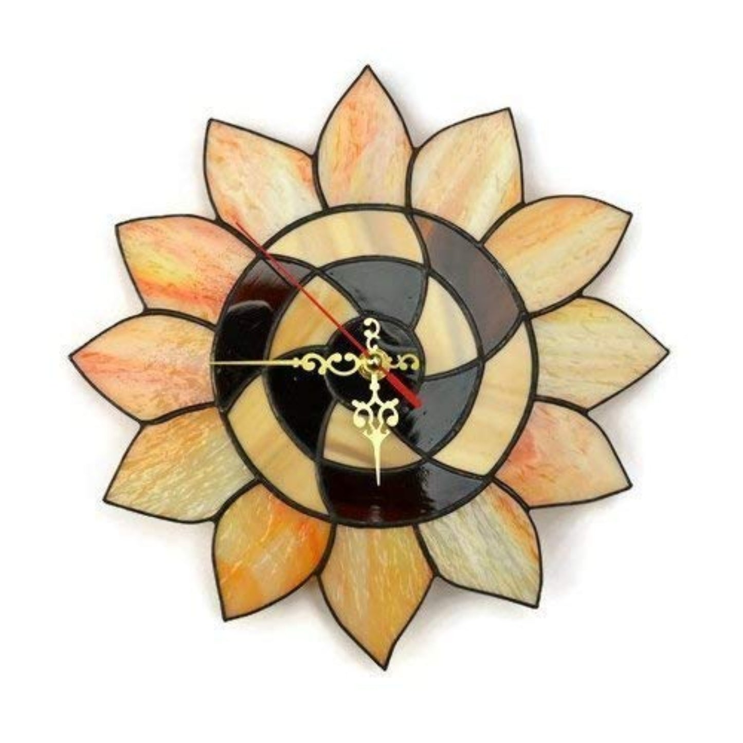 Stained Glass Sunflower Wall Clock 10 Inch