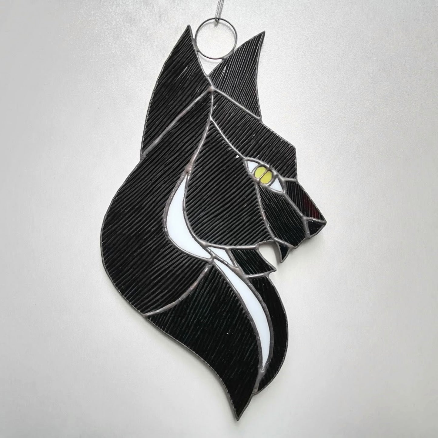 Scary Wild Witchy Cat Stained Glass Suncatcher