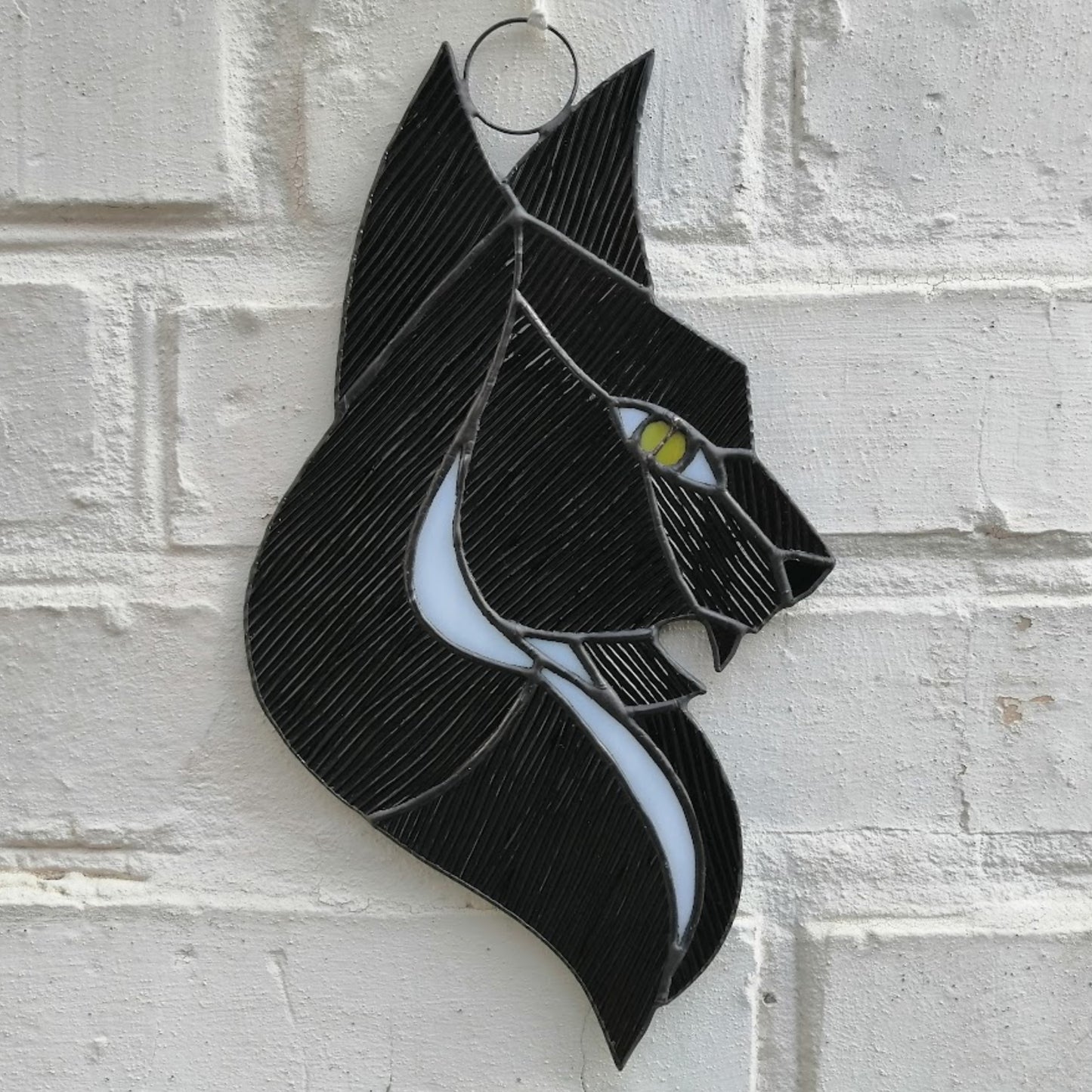 Scary Wild Witchy Cat Stained Glass Suncatcher