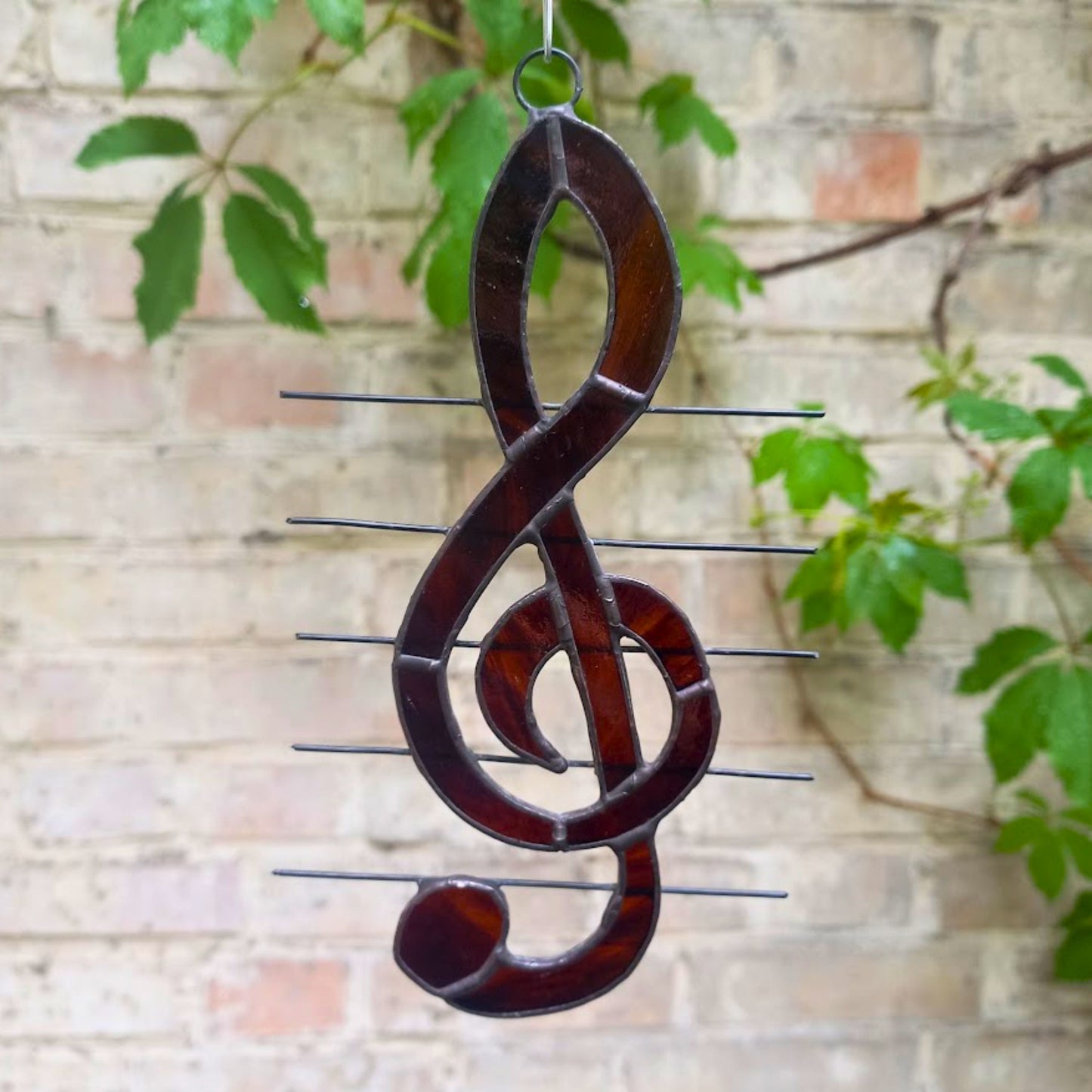 Treble Clef Stained Glass Suncatcher Window Hanging