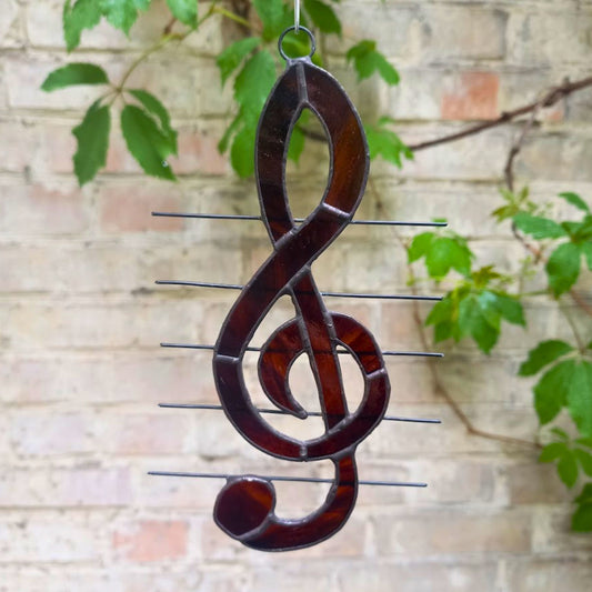 Treble Clef Stained Glass Suncatcher Window Hanging