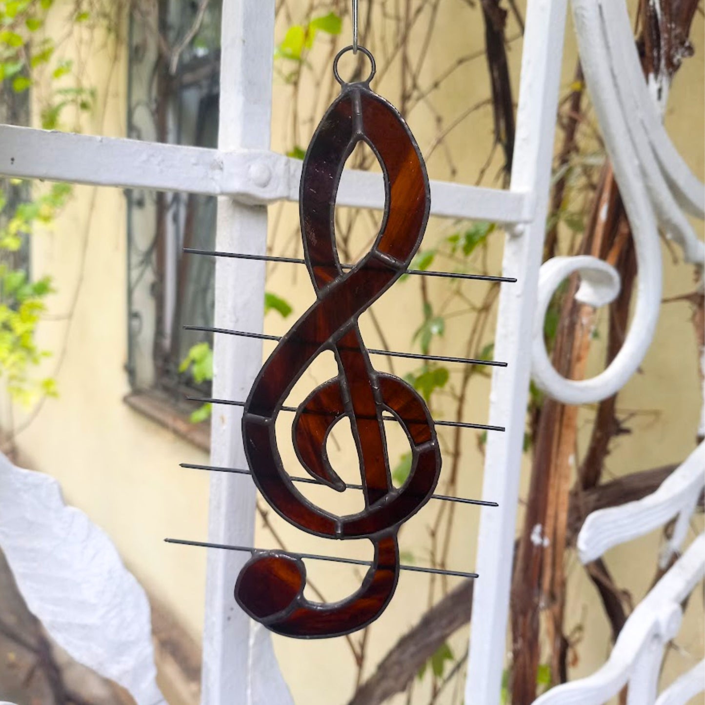 Treble Clef Stained Glass Suncatcher Window Hanging