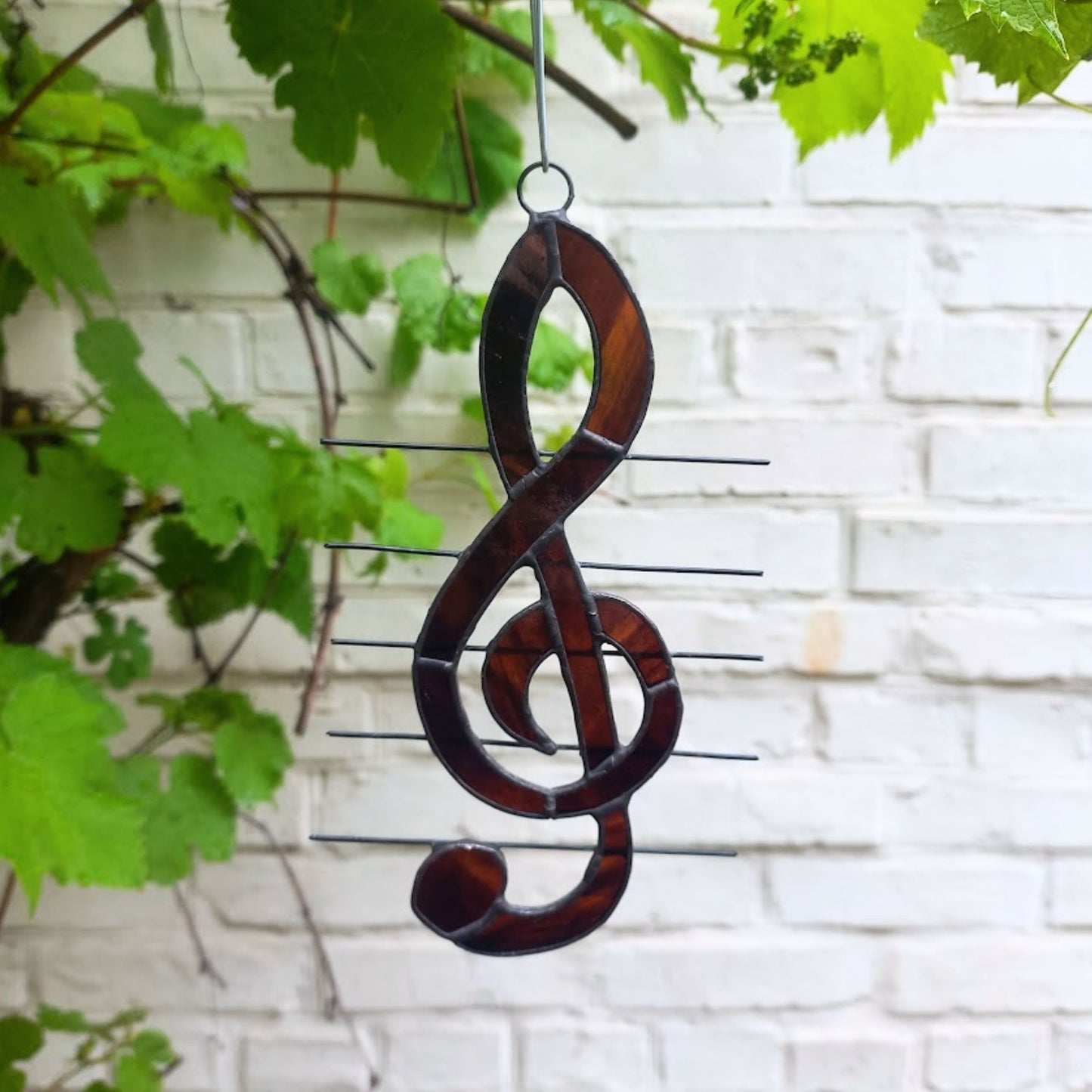 Treble Clef Stained Glass Suncatcher Window Hanging
