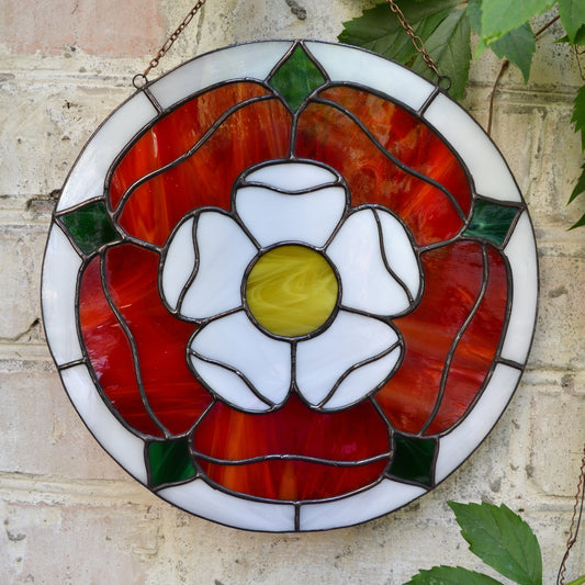 Tudor Rose Stained Glass Panel