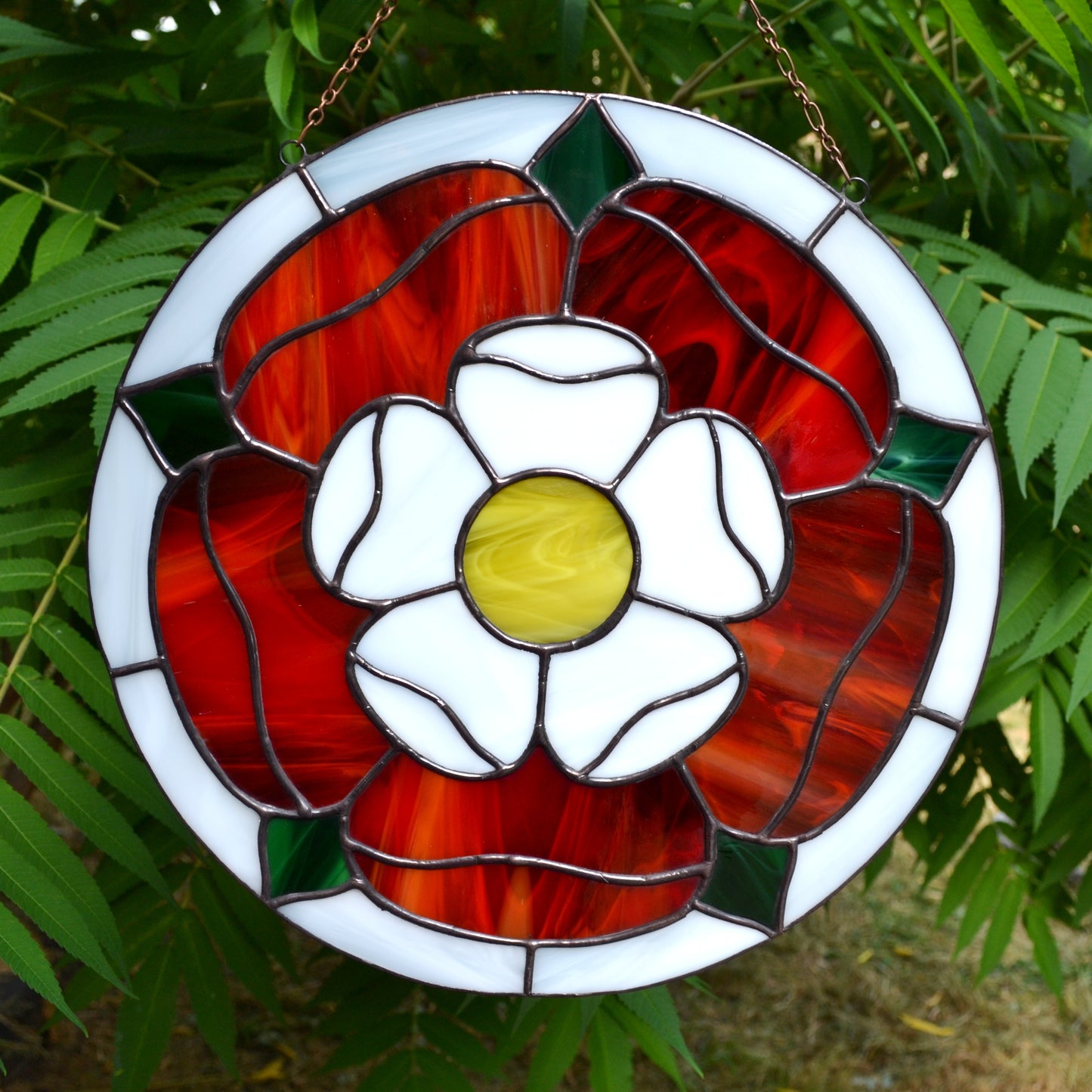 Tudor Rose Stained Glass Panel