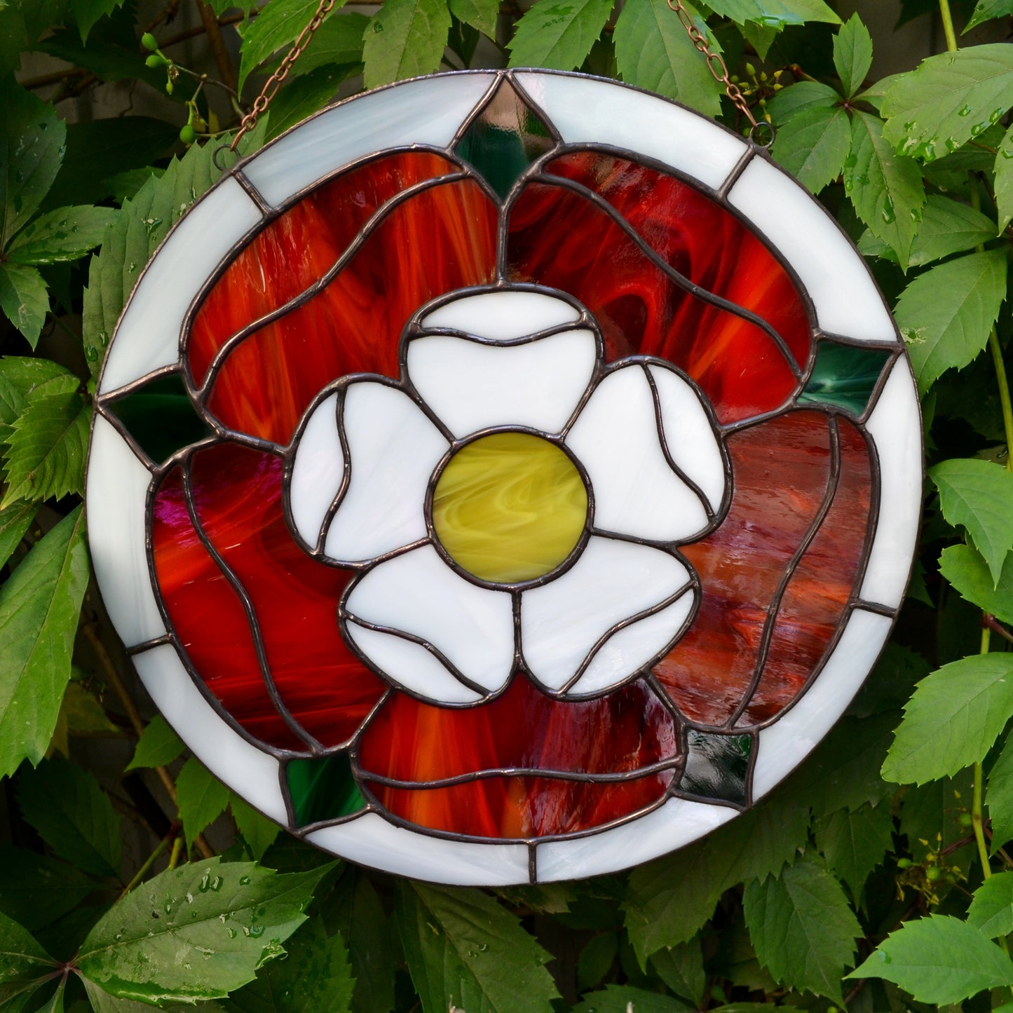 Tudor Rose Stained Glass Panel