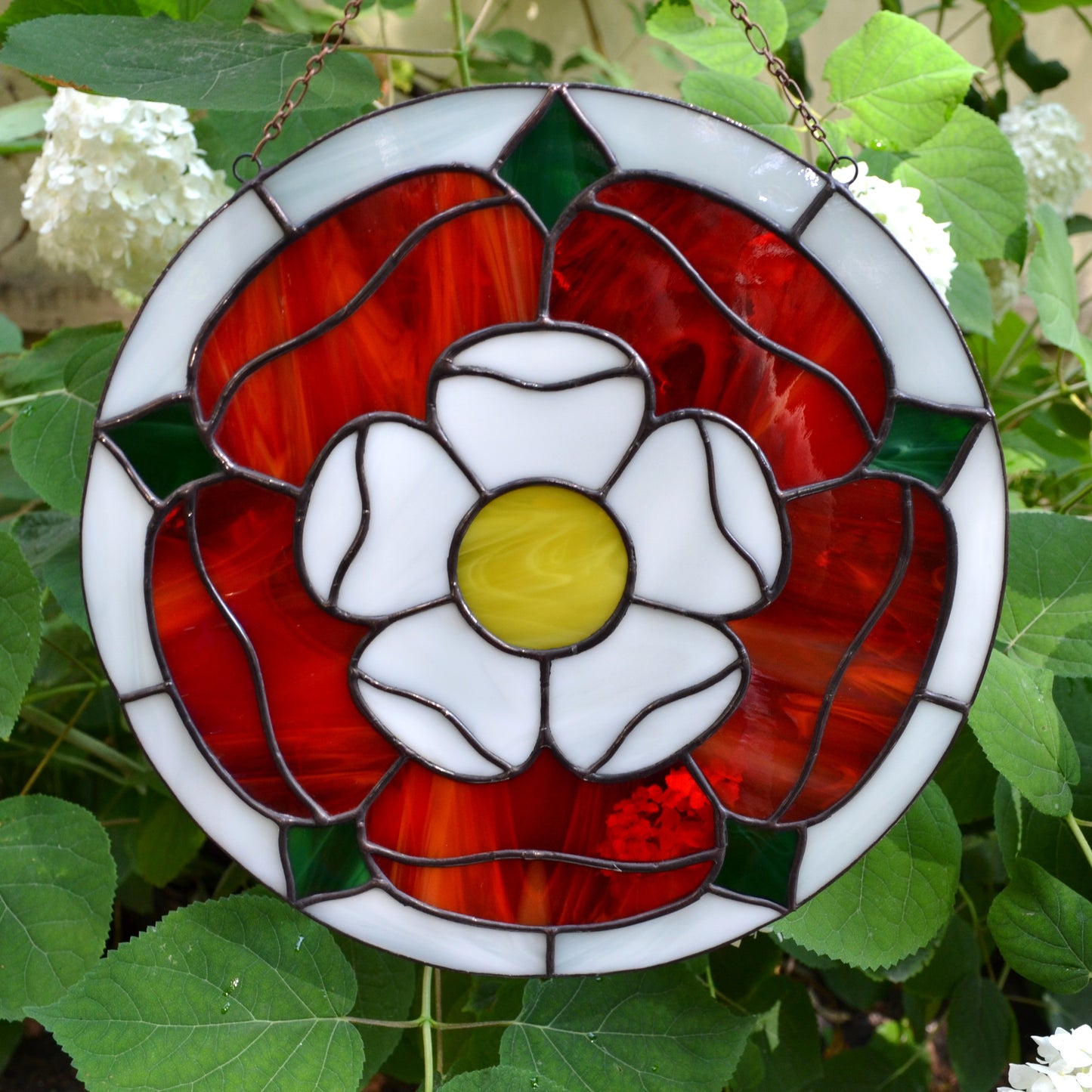 Tudor Rose Stained Glass Panel