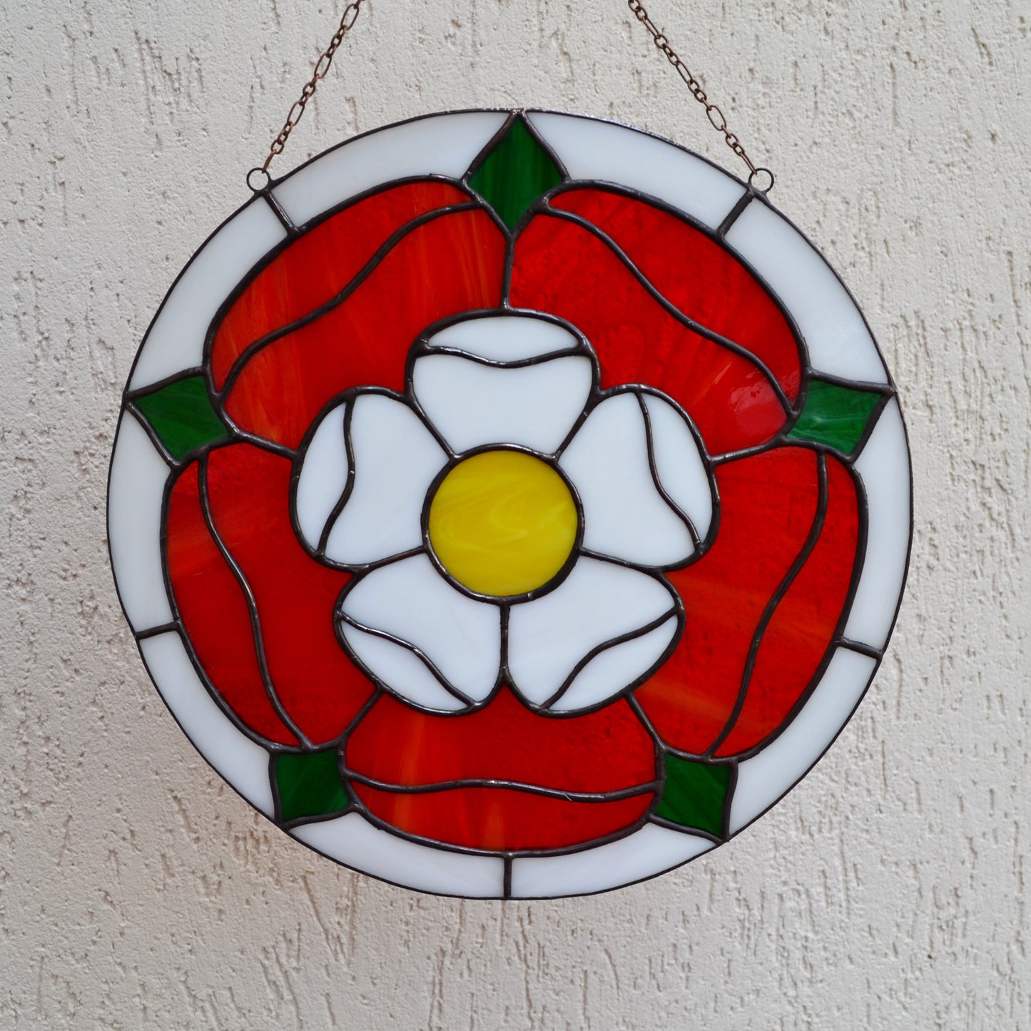 Tudor Rose Stained Glass Panel