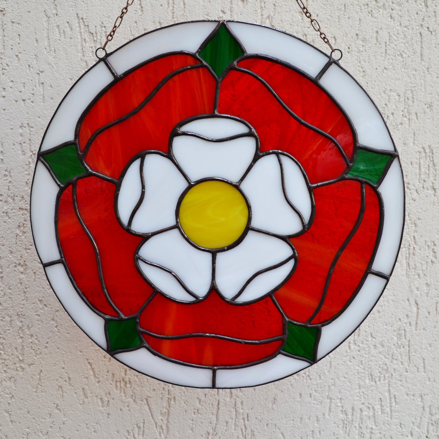 Tudor Rose Stained Glass Panel