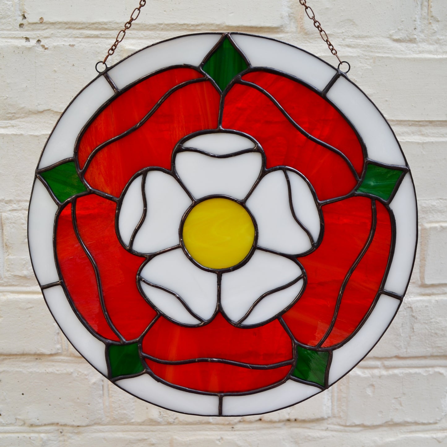 Tudor Rose Stained Glass Panel