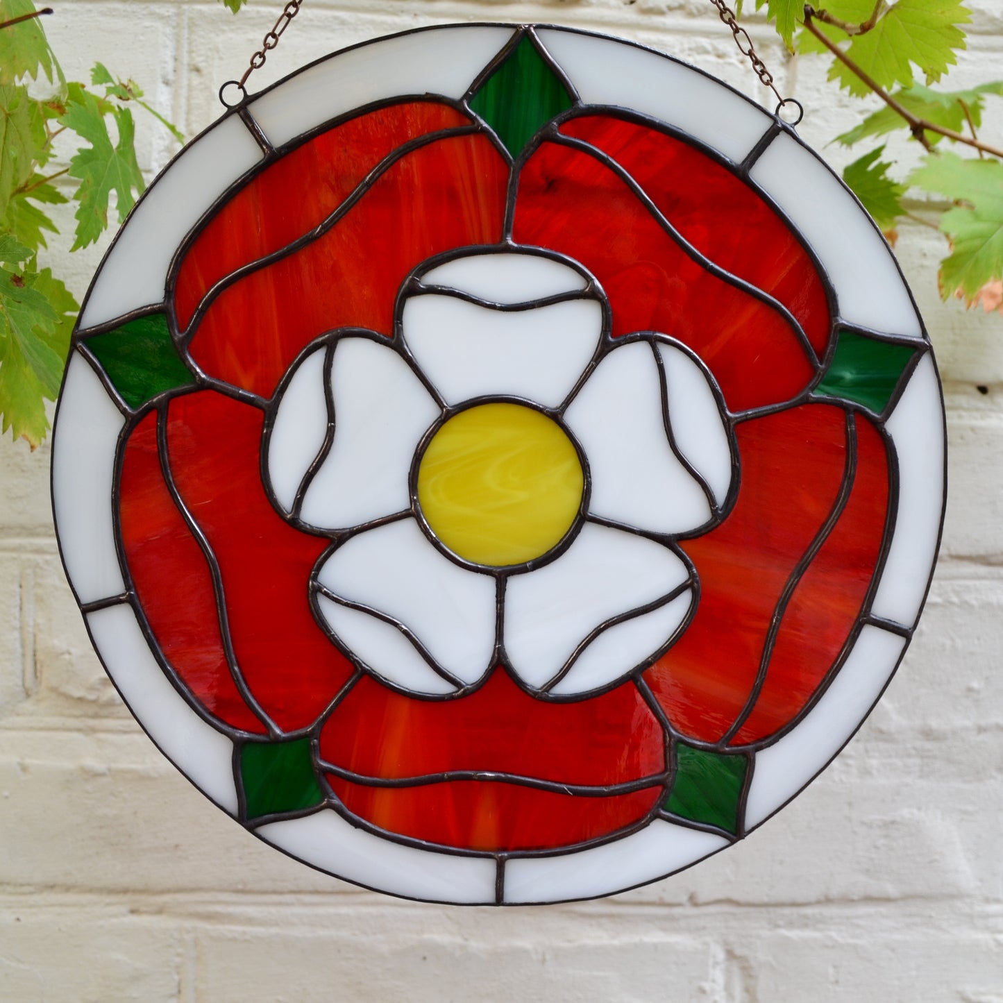 Tudor Rose Stained Glass Panel