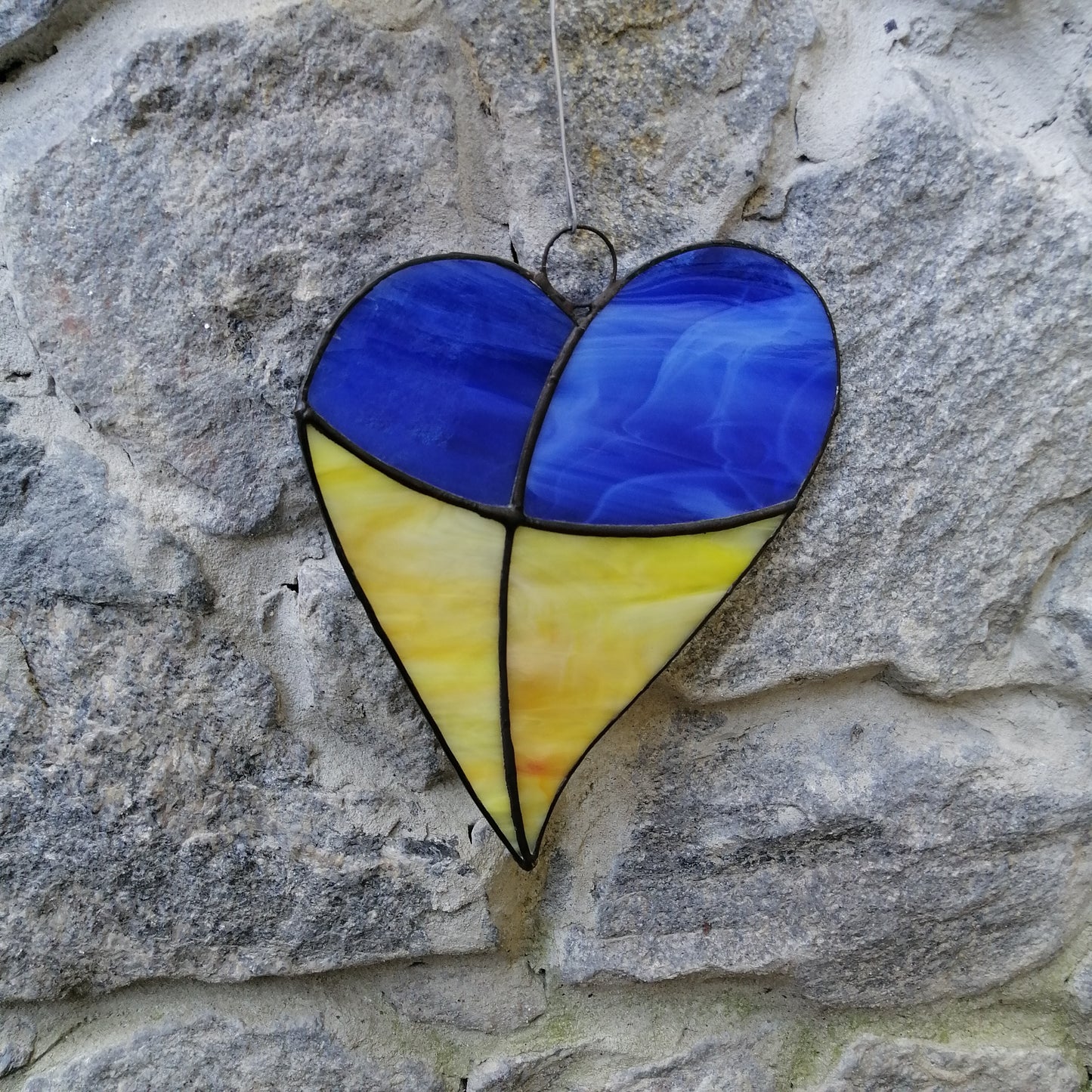 Ukraine Flag Heart Stained Glass Suncatcher