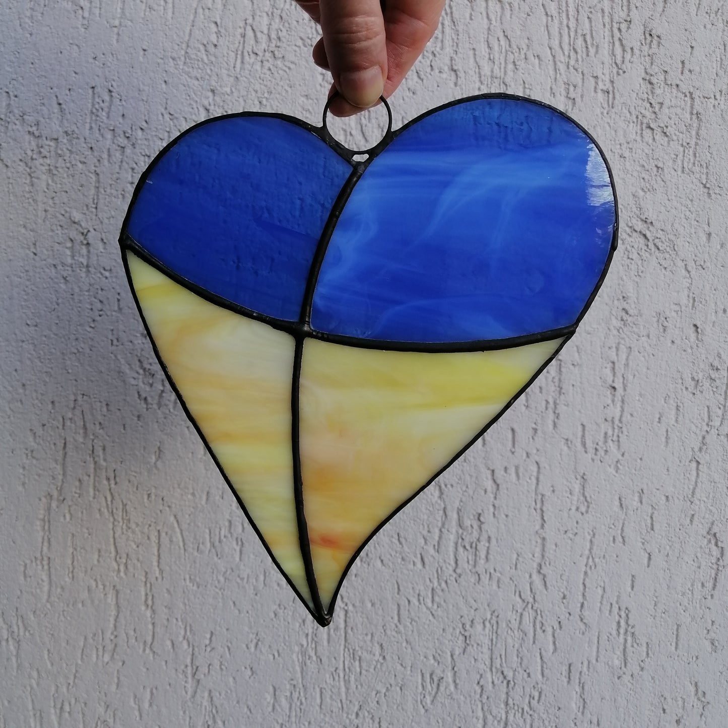 Ukraine Flag Heart Stained Glass Suncatcher