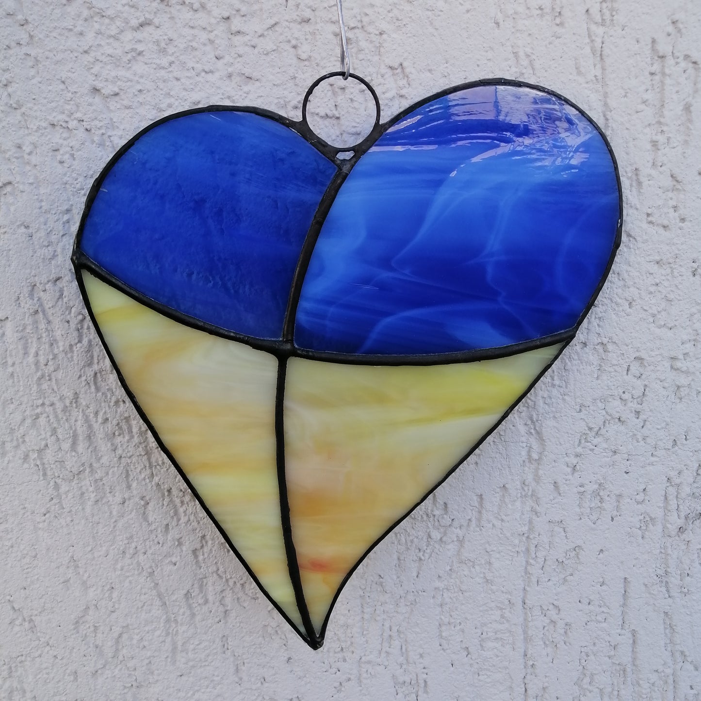 Ukraine Flag Heart Stained Glass Suncatcher