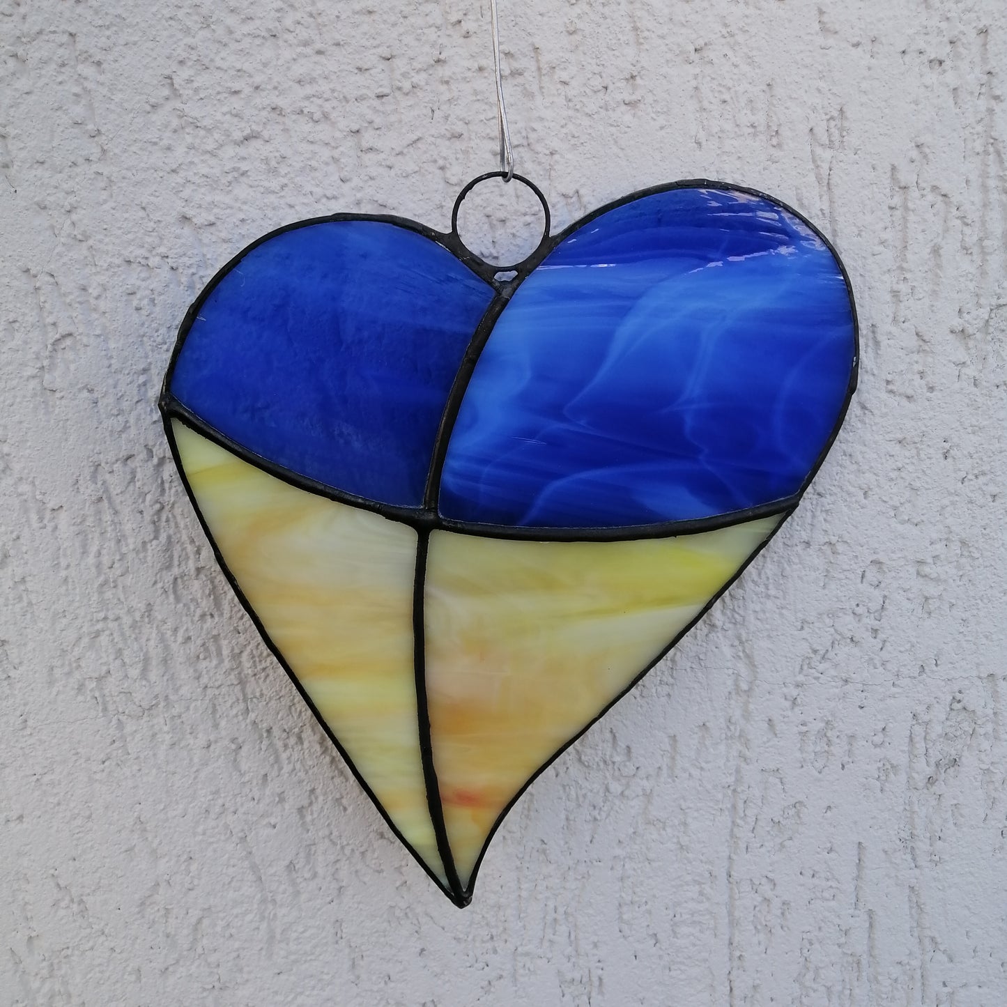 Ukraine Flag Heart Stained Glass Suncatcher